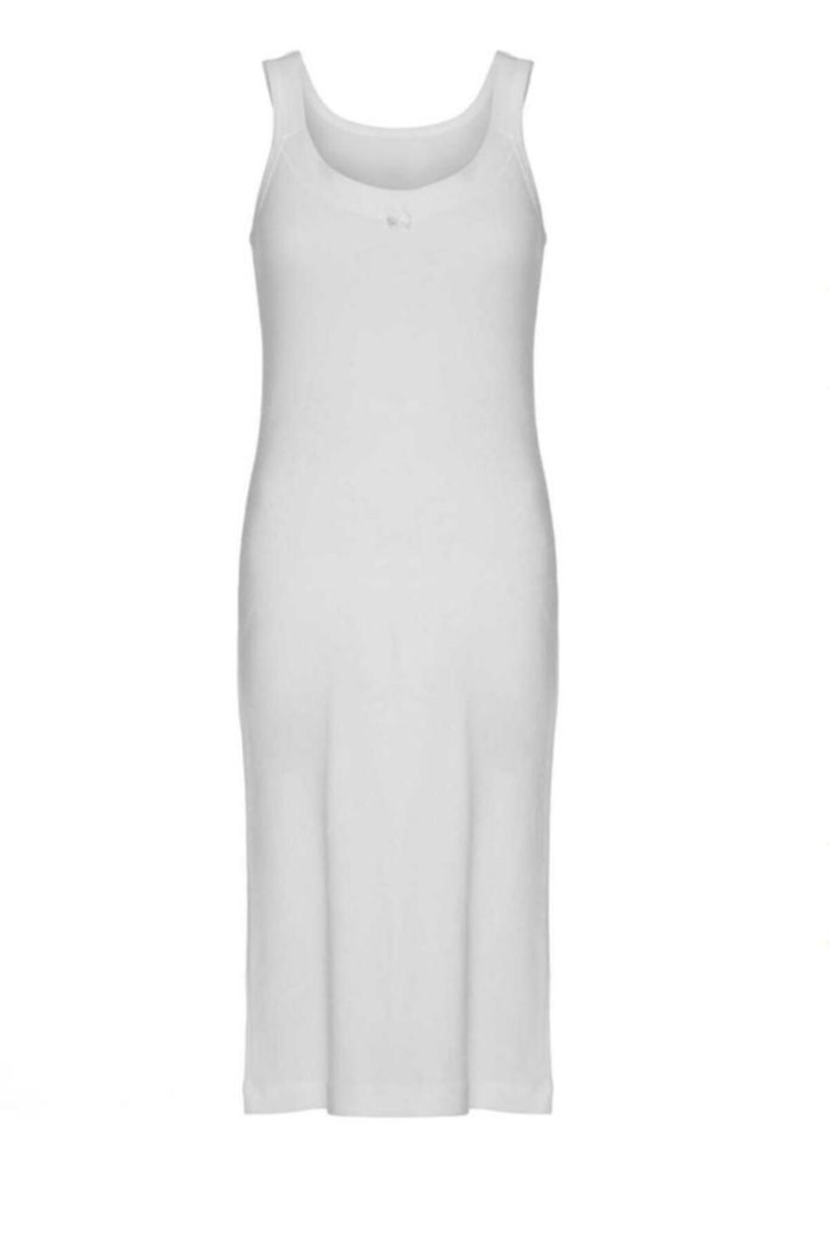 Ritnice Prive Premium %100 Pamuk Comfort Beyaz Midi Iç Elbise Astar