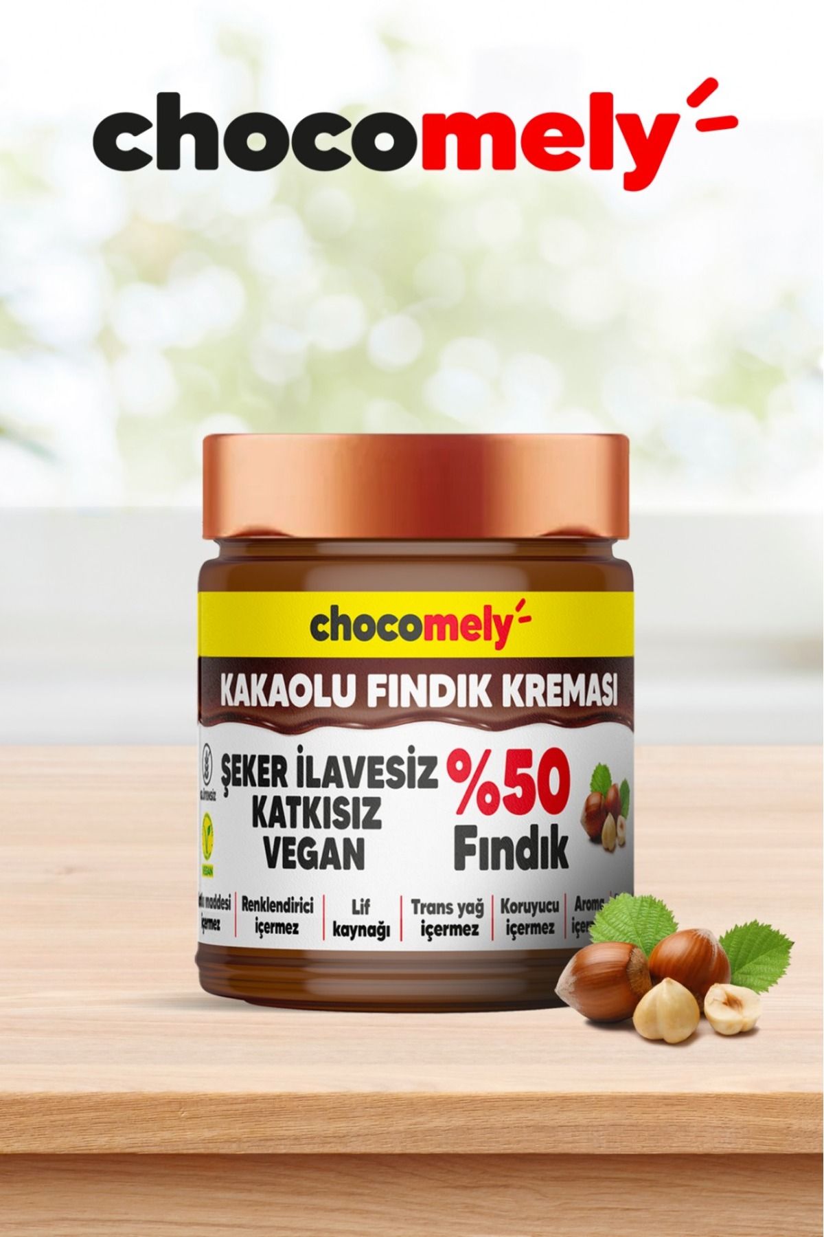 Chocomely %50 Fındıklı Kakaolu Fındık Kreması - Sadece 3 Ham Madde İle Üretilmiştir