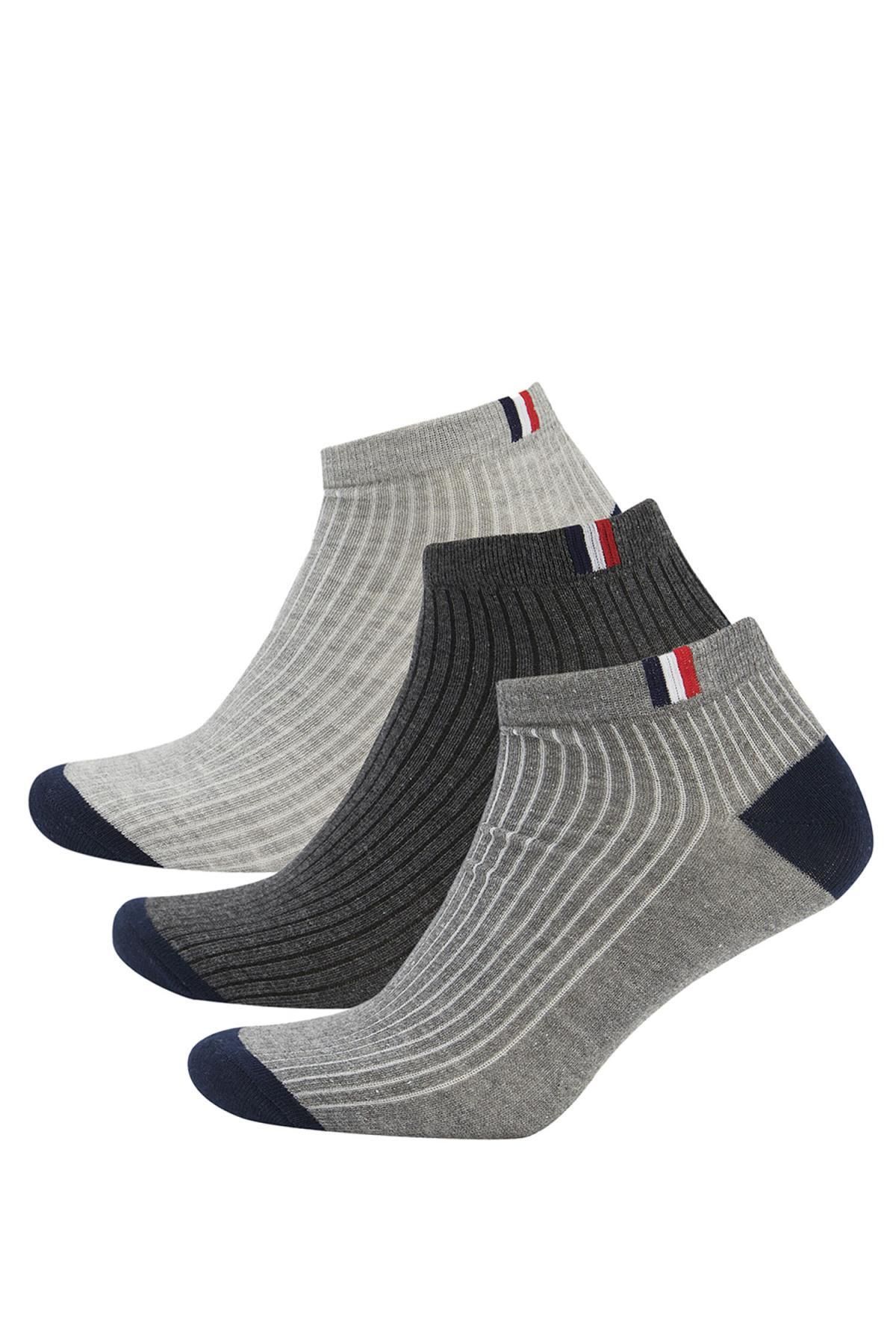 Defacto Erkek 3lü Pamuklu Patik Çorap T7241azns