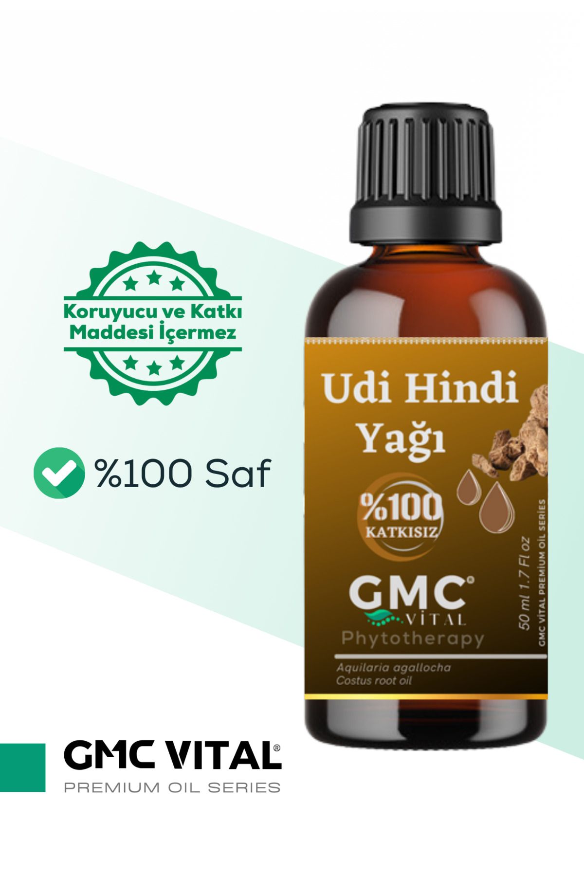Gmc vital Udi Hindi Yağı %100 Saf Ve Doğal Kust-i Hindi Costus Root Oil 50 ml