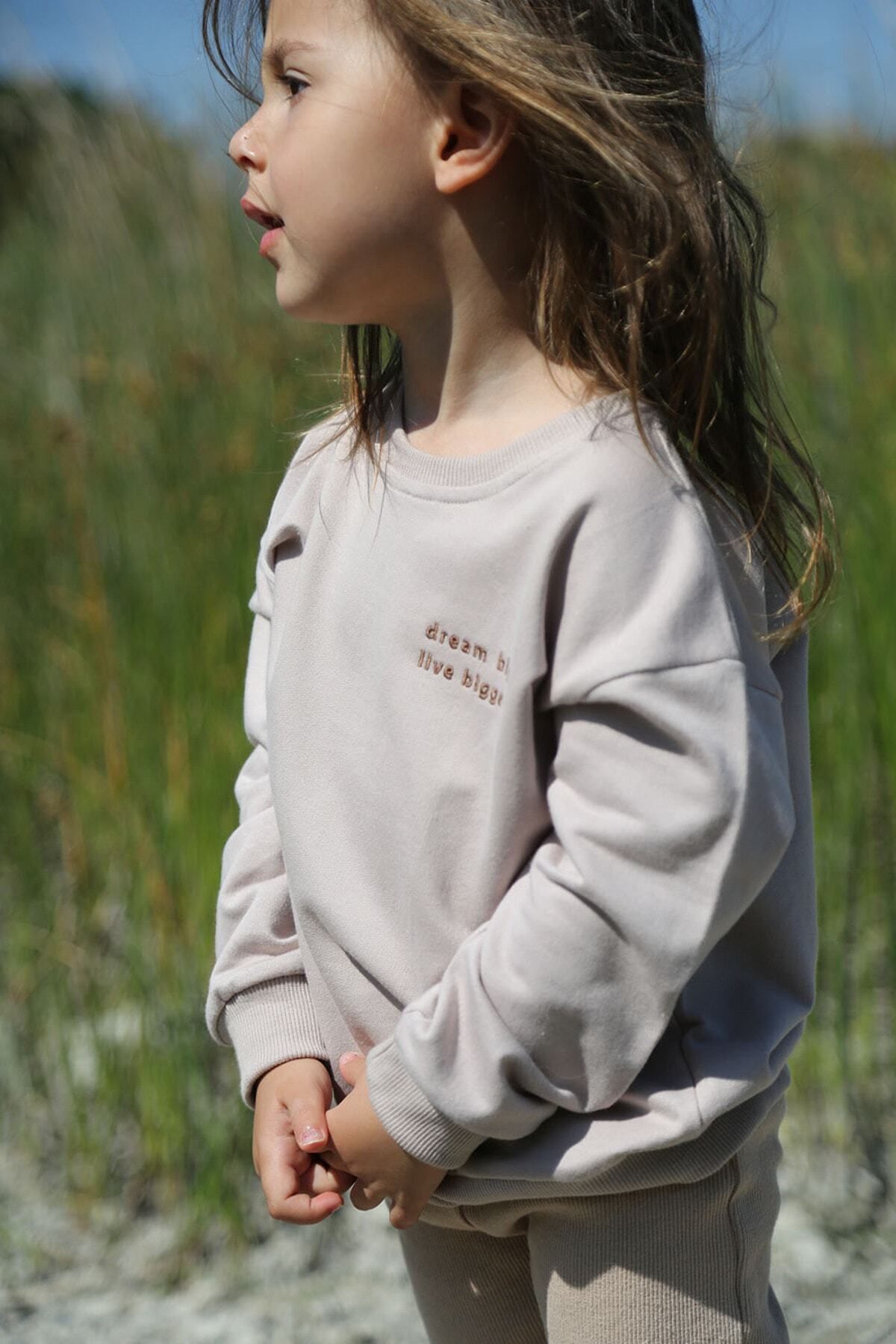 Tarkito Organic Kız Erkek Bebek Çocuk Unisex %100 Pamuk Nakışlı Sweatshirt