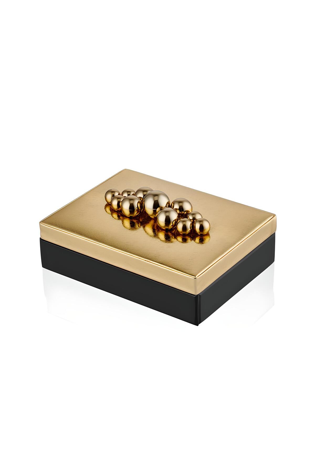LAMEDORE ROLLING STONE BLACK GOLD LARGE RECTANGULAR BOX