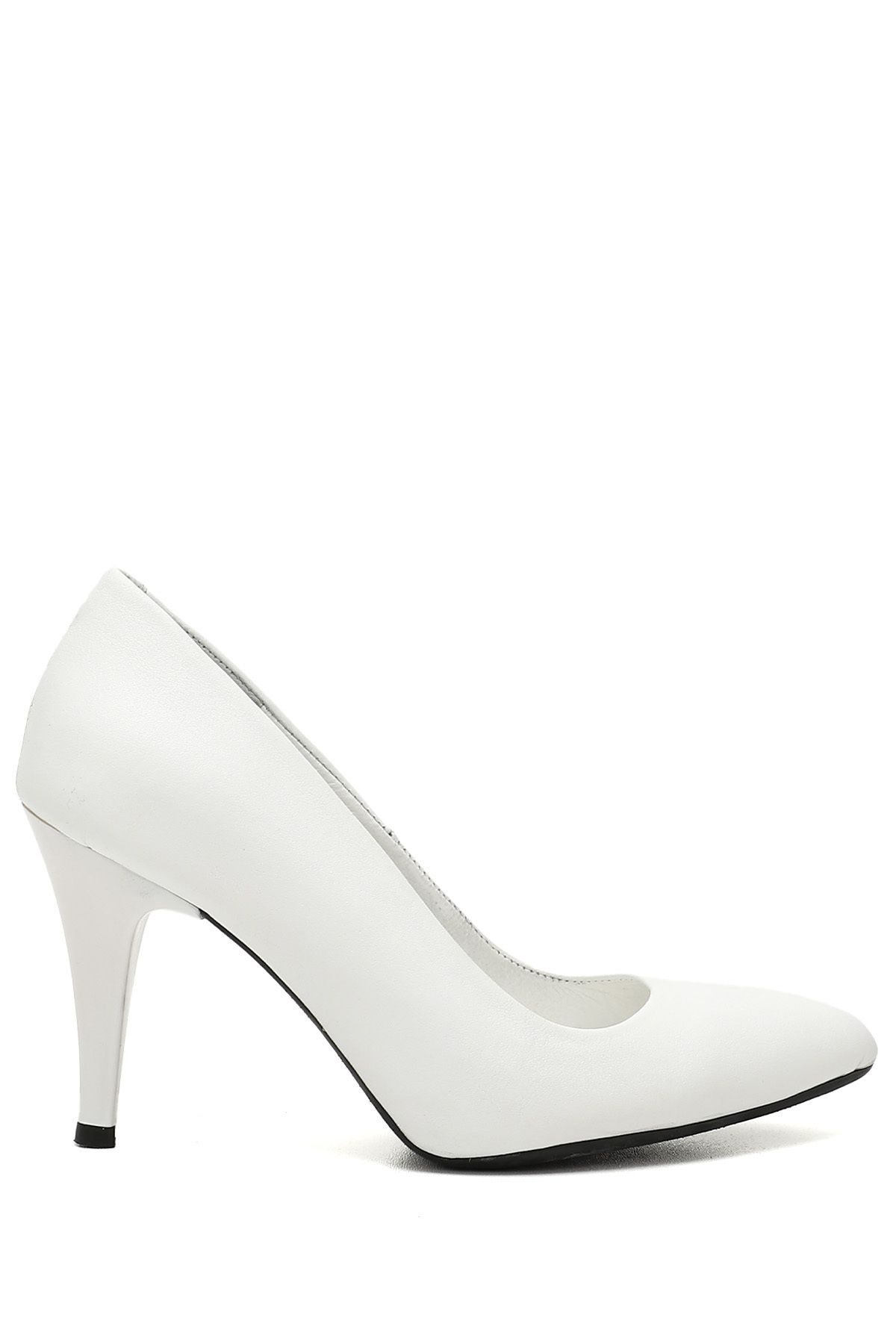 GÖNDERİ(R) Hakiki Deri Beyaz Sivri Burun Ince Yüksek Topuklu Stiletto Kadın Ayakkabı 15254