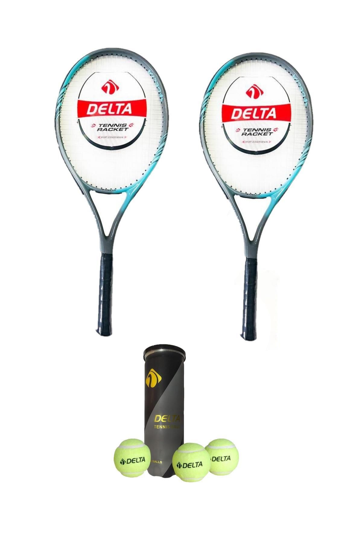 Delta 2 Adet Flame 27 İnç Tek Parça L1 Grip Tenis Raketi + 2 Adet Tenis Çantası + 3 Adet Prof. Maç Topu