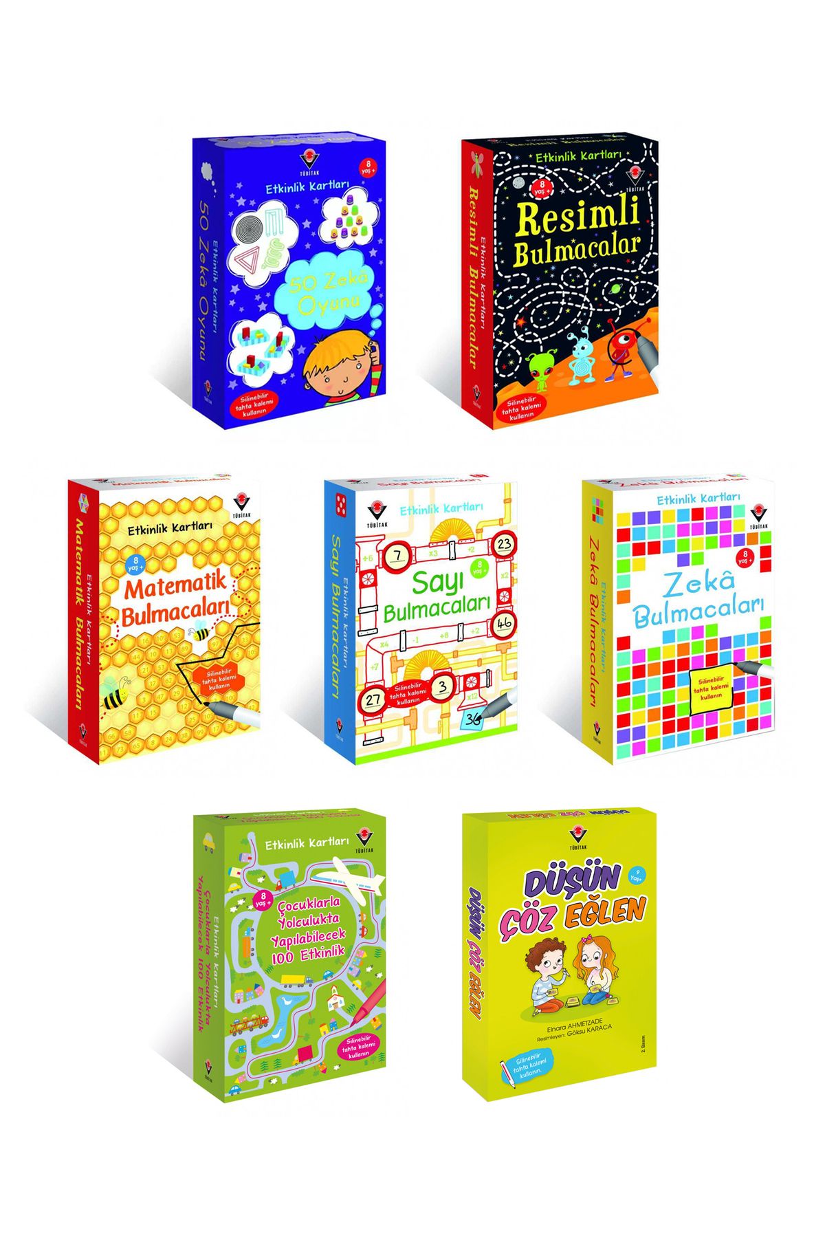 Tübitak Yayınları Etkinlik Kartları 50 Zeka Oyunu Zeka Bulmacaları Matematik Bulmacaları Sayı Bulmacaları Resimli Bul