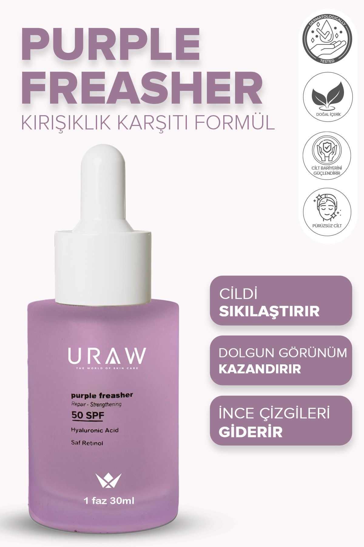 Uraw Purple Freasher Serum ( Yaşlanma Ve Kırışıklık Karşıtı Besleyici Cilt Bakım Serumu ( 30 ml )
