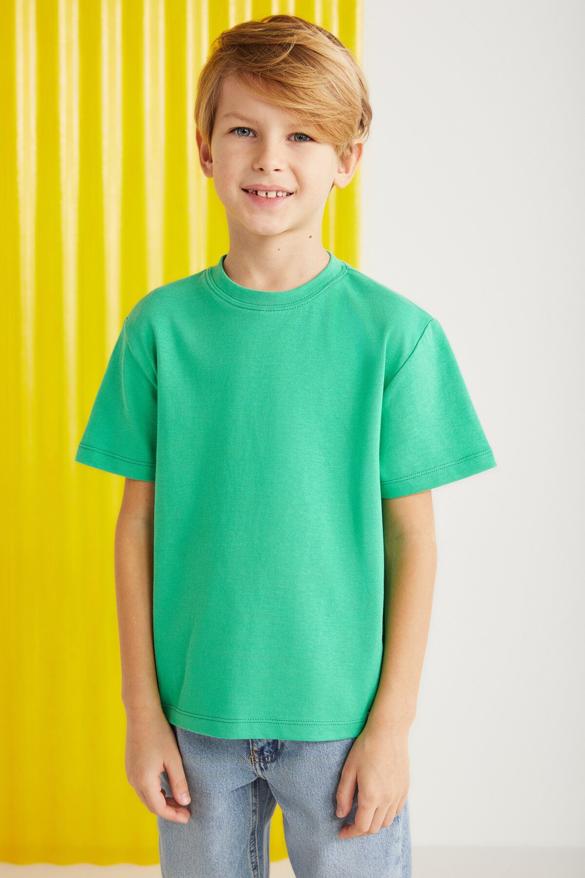 GRIMELANGE LORENZ-00% pamuk kısa kollu erkek çocuk Yeşil T-Shirt