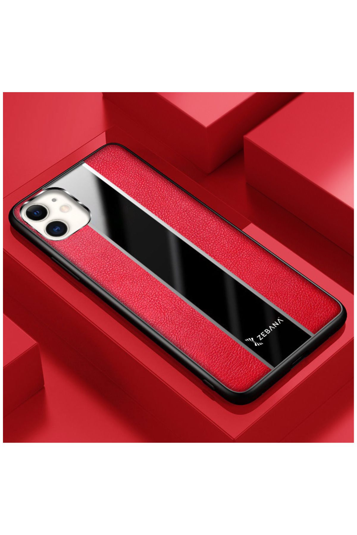 Dara Aksesuar Apple Iphone 11 Uyumlu Kılıf Zebana Premium Deri Kılıf Kırmızı