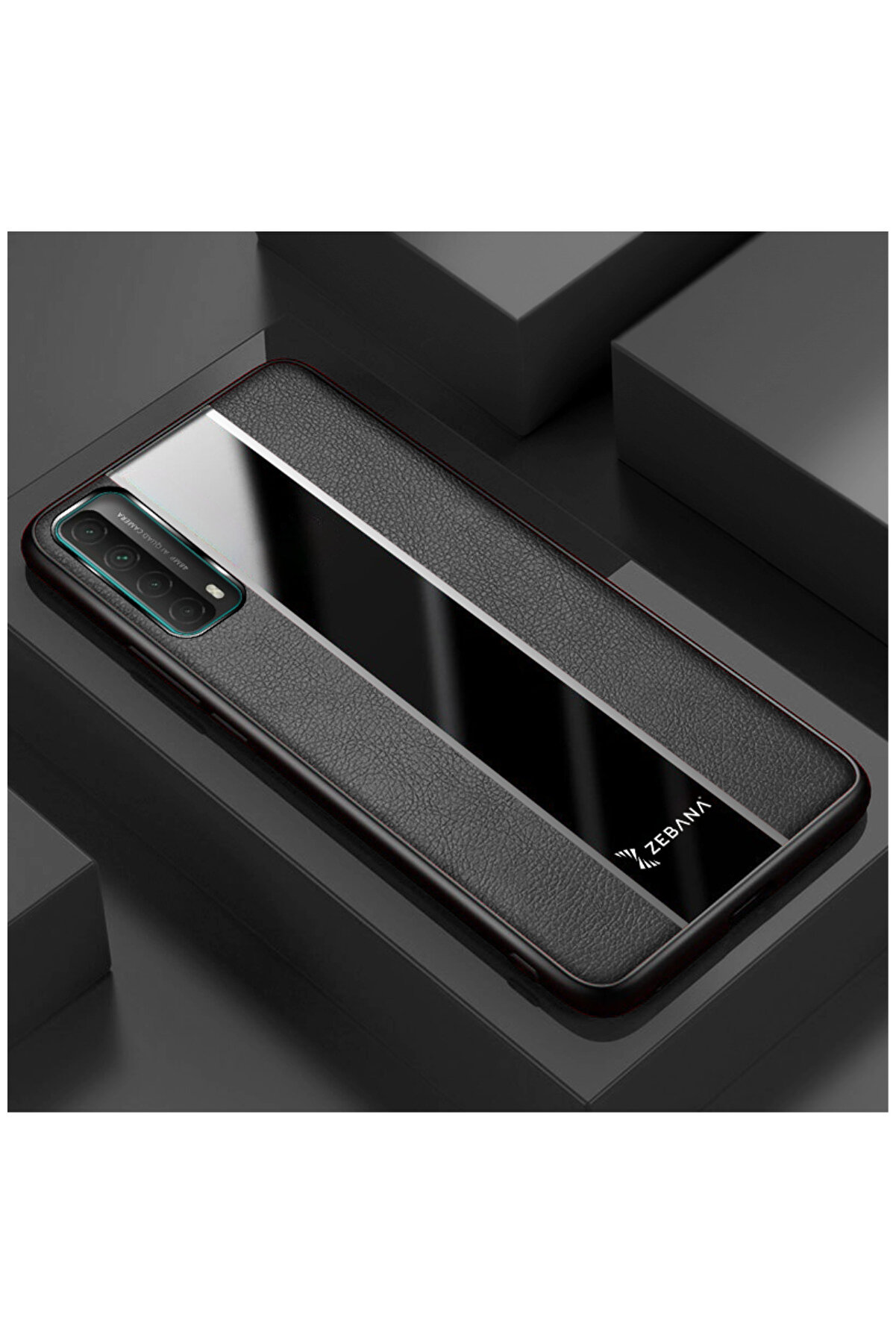 Zebana Huawei P Smart 2021 Uyumlu Kılıf Premium Deri Kılıf Siyah