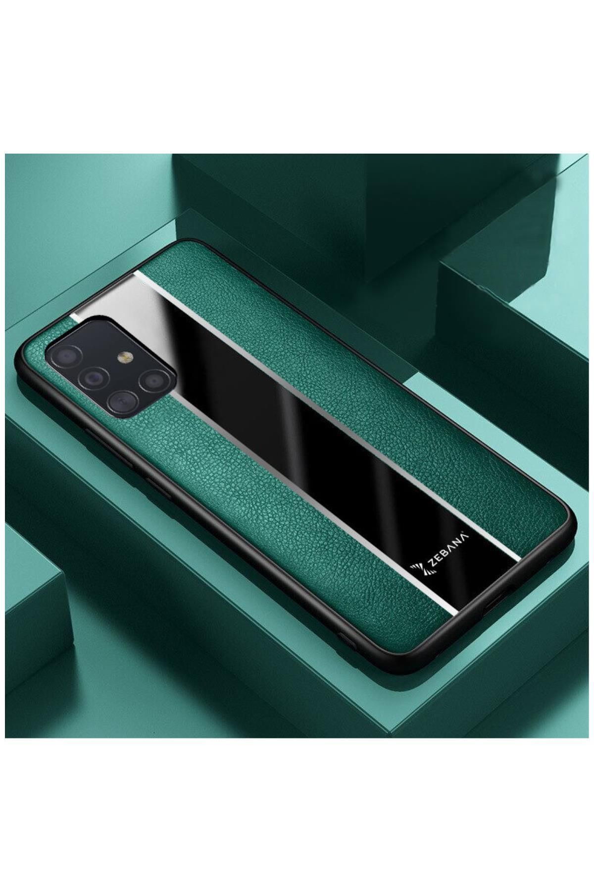 Dara Aksesuar Samsung Galaxy M31s Uyumlu Kılıf Zebana Premium Deri Kılıf Yeşil