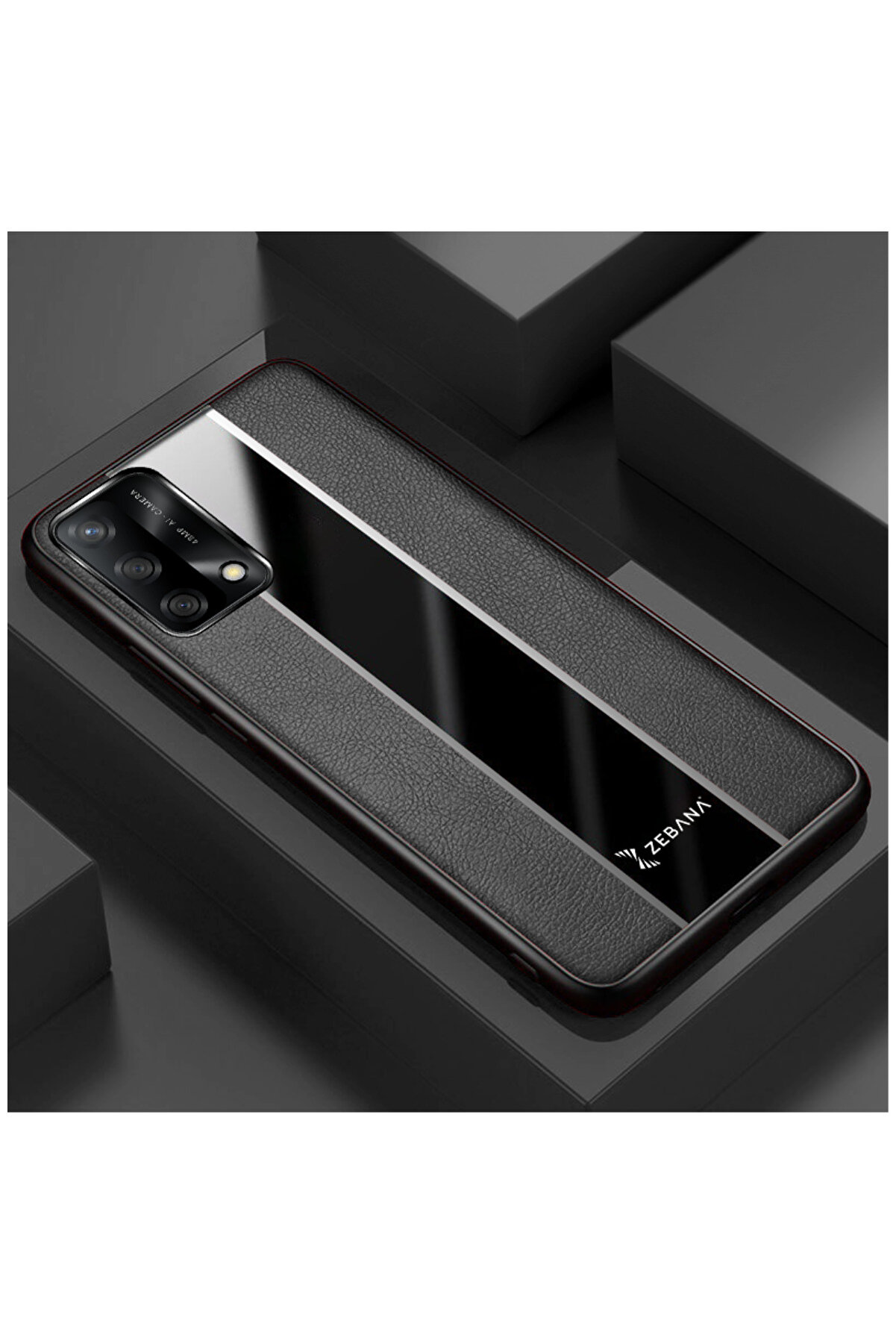 Zebana Oppo A74 Uyumlu Kılıf Premium Deri Kılıf Siyah