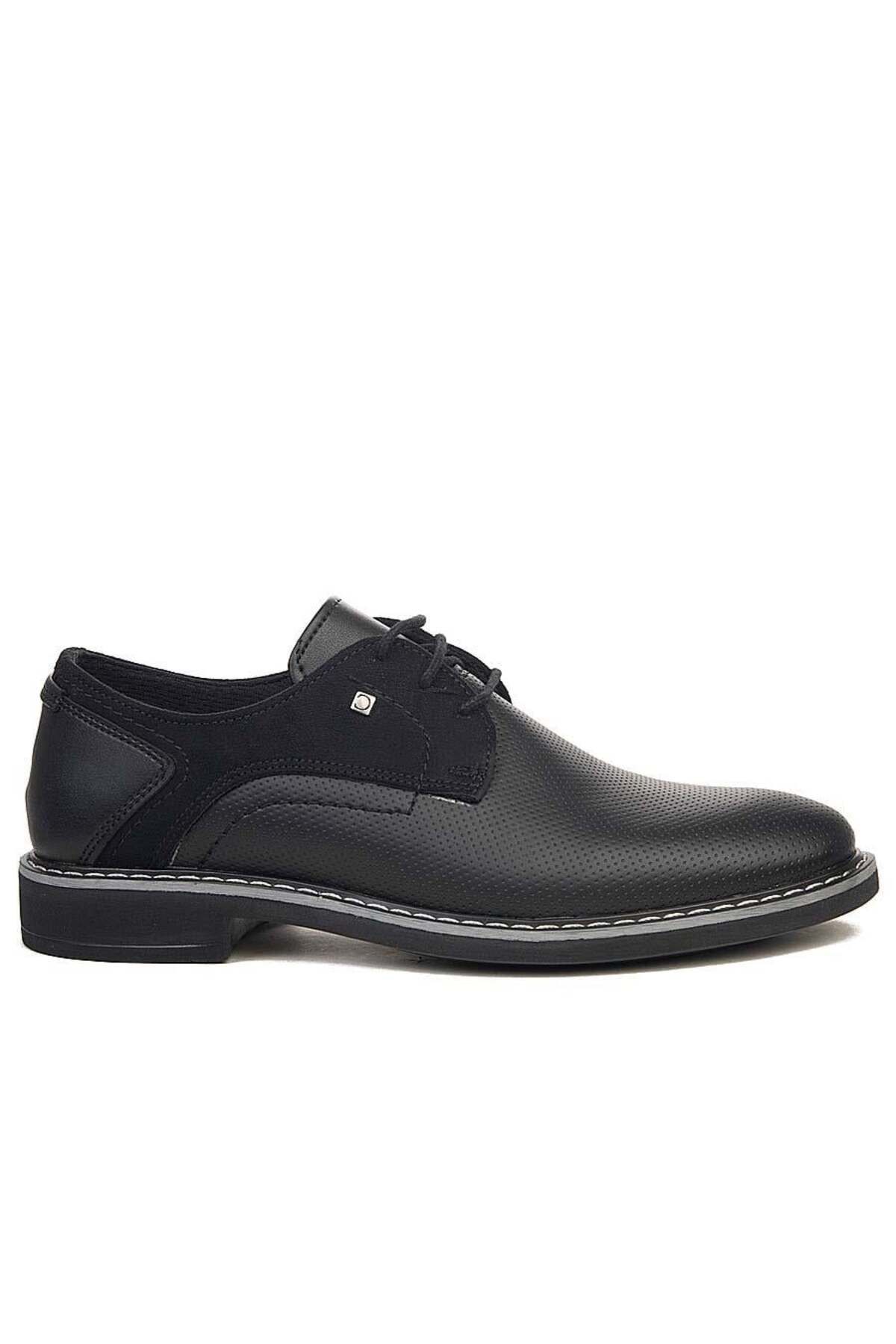Conteyner Erkek Örgülü Siyah Oxford Ayakkabı