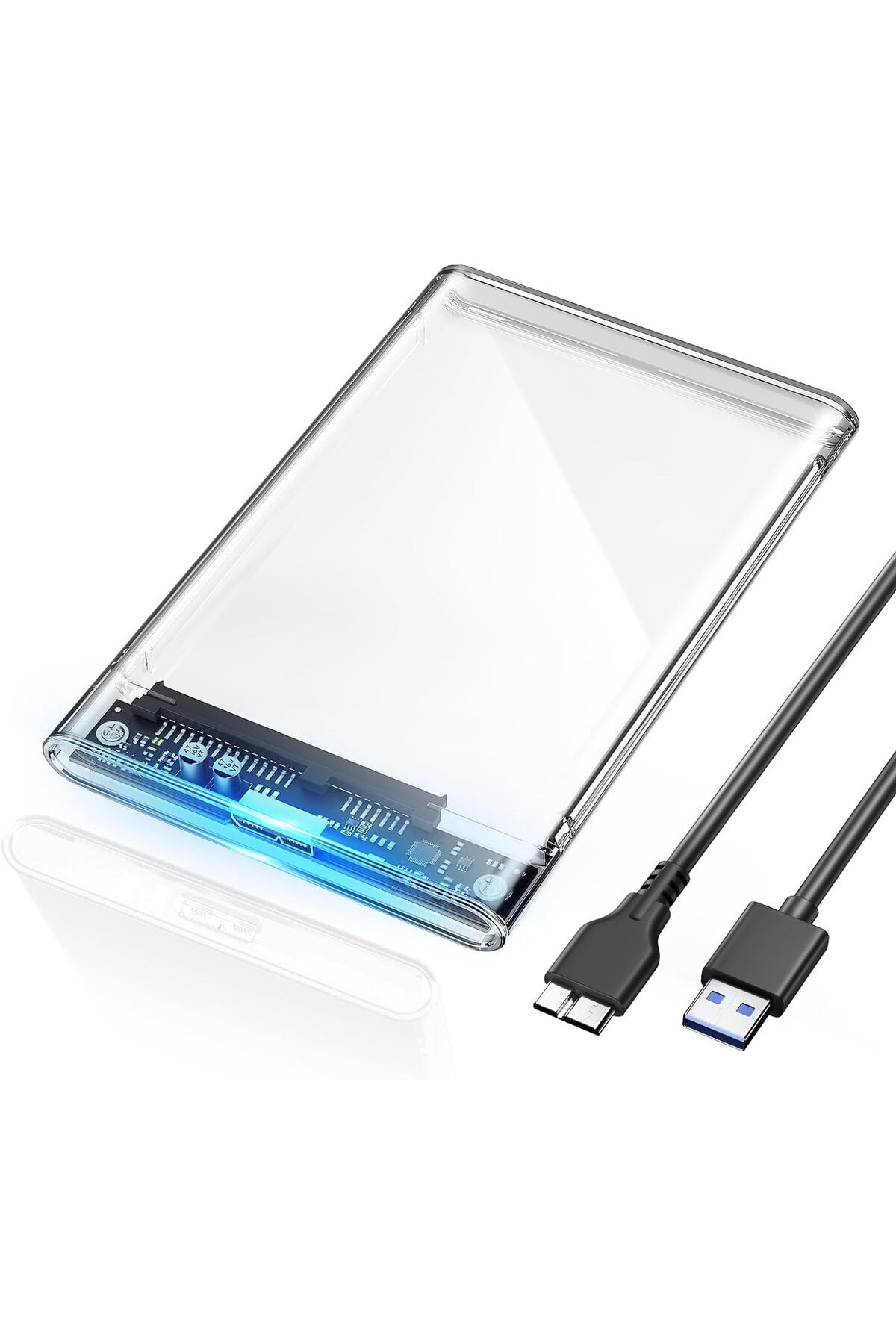 aogo Yeni Vidasız Sürgülü 2.5" USB 3.0 Harici SSD Harddisk Şeffaf Taşınabilir HDD Kutusu Transparan