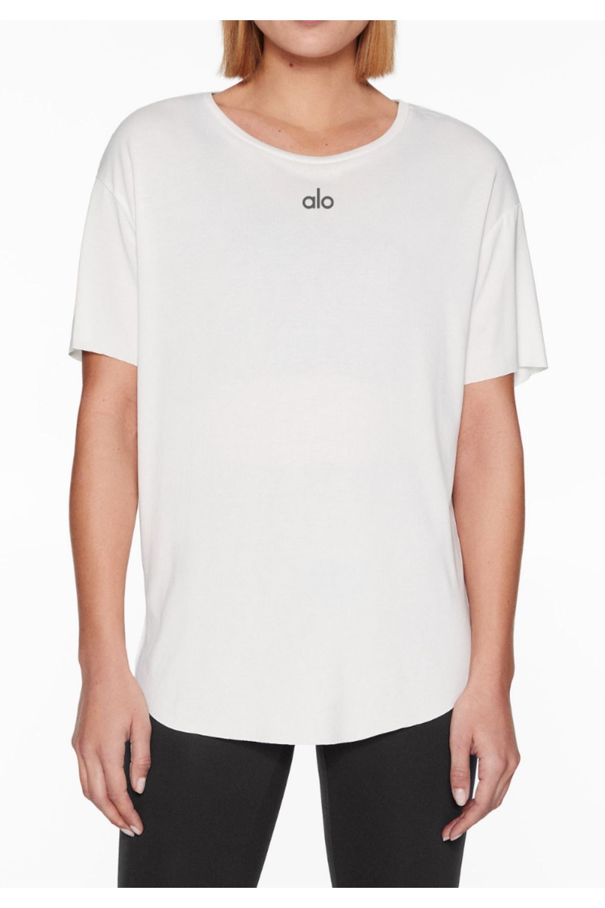 inu yoga Alo Modal Lyocell İçerikli Supersoft Yoga T-shirt Ekru