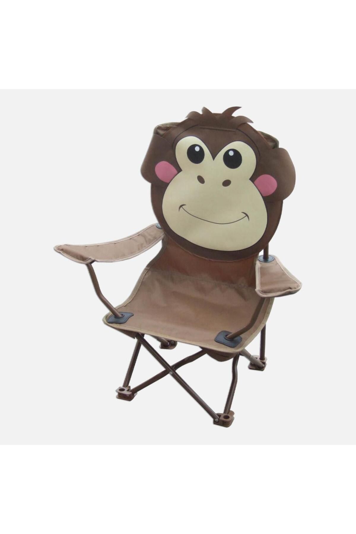 Genel Markalar Katlanır Çocuk Kamp Sandalyesi Koltuğu Maymun Desenli Taşıma Kılıfsız