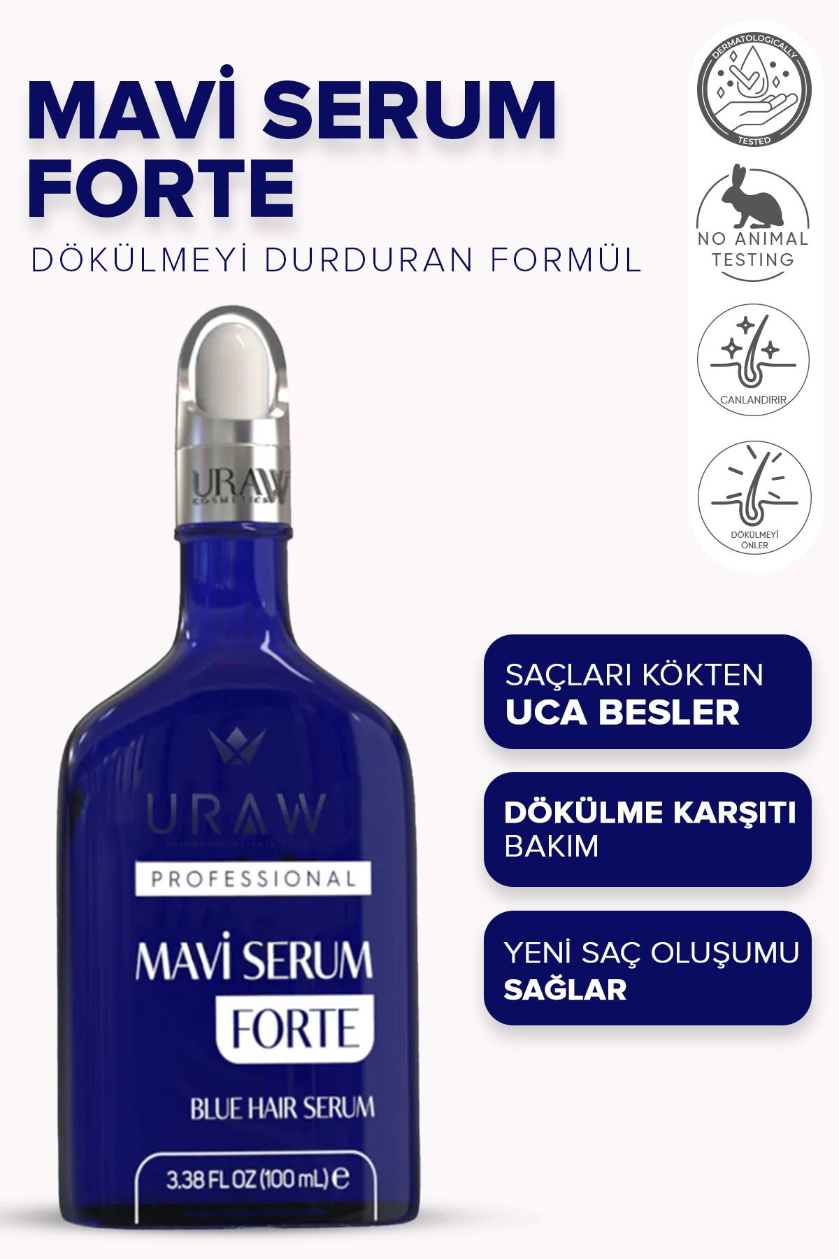 Uraw Mavi Serum Forte ( Yeni Saç Oluşumu Sağlayan Ve Dökülme Karşıtı Saç Bakım Serumu ) ( 100 ml )