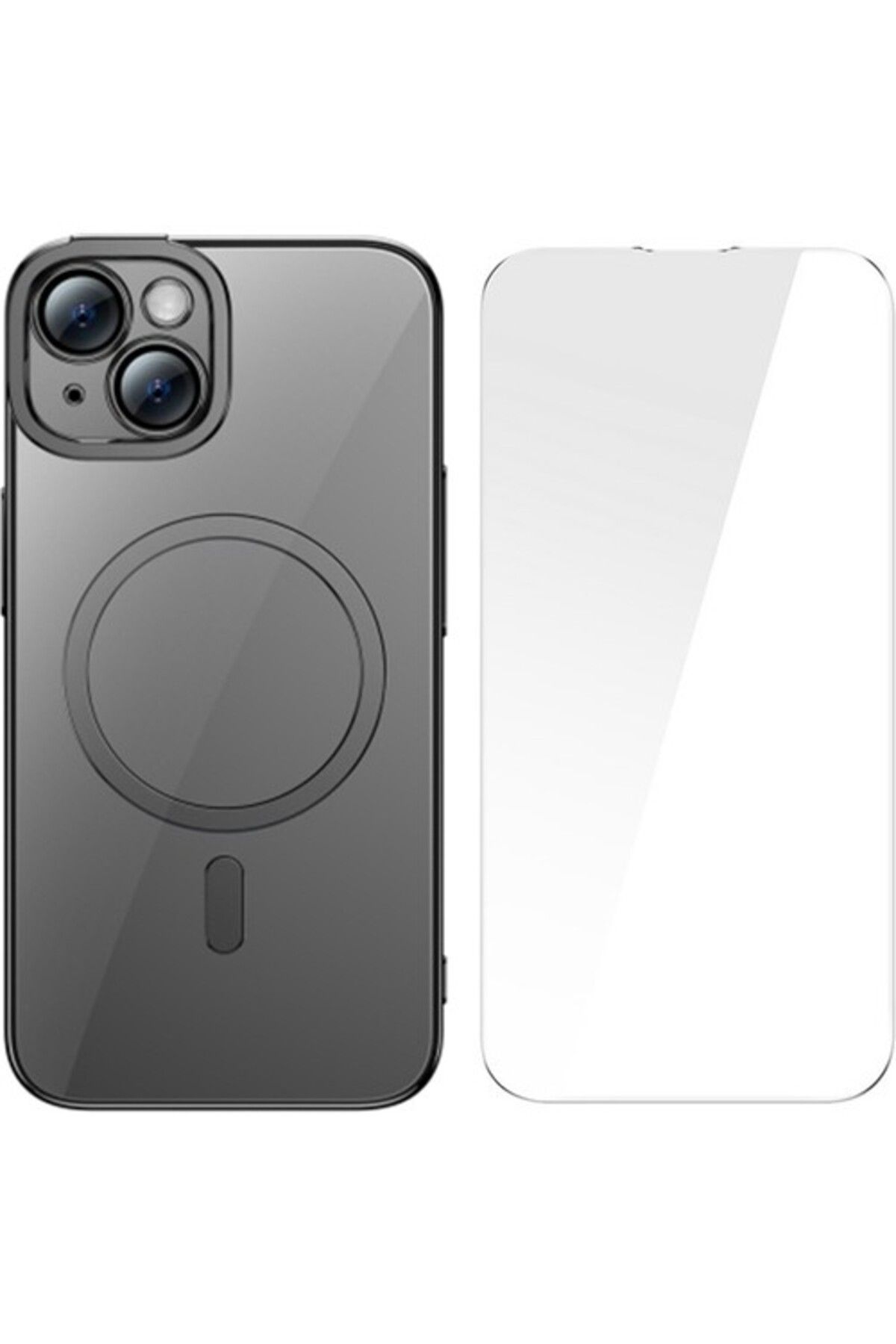 Baseus Glitter Iphone 14 Plus 6.7 Magsafe Silikon Kılıf Tempered Ekran Koruyucu Set