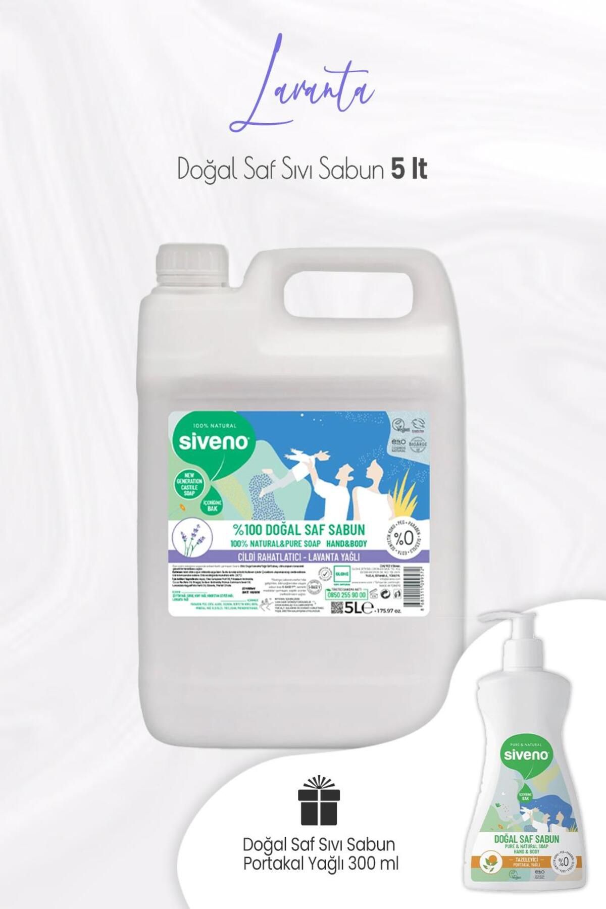 Siveno Lavanta Yağlı Sıvı Sabun 5 Lt Ve Portakal Sıvı Sabun 300 ml
