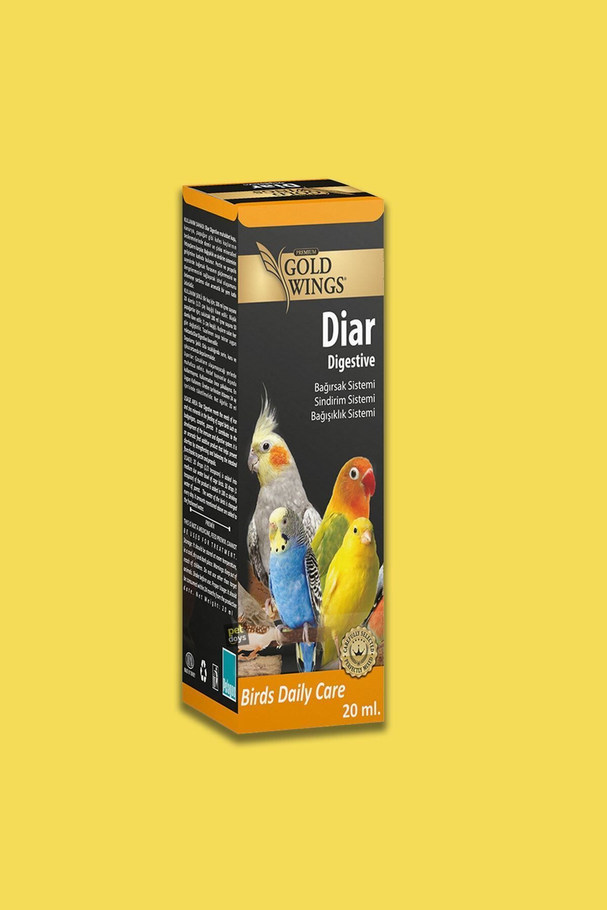 Gold Wings Kuş Sindirim Sistemi Destekleyici Vitamini Demir Çinko Kuş Vitamin Kuş Multivitamin 20ml