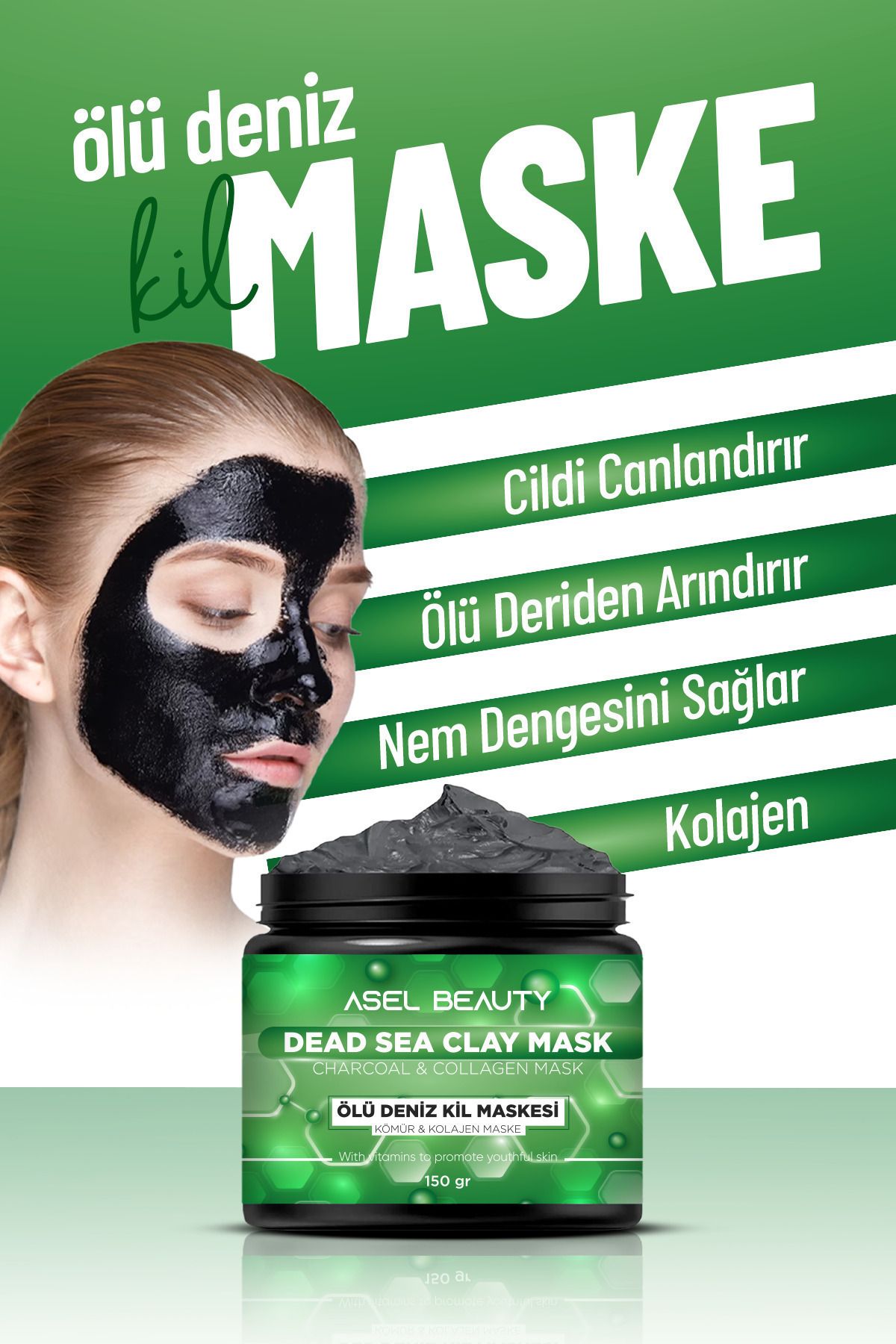 AselBeauty Collagen Ölüdeniz Kil Maskesi Sivilce ve Siyah Nokta Karşıtı 150 Gr