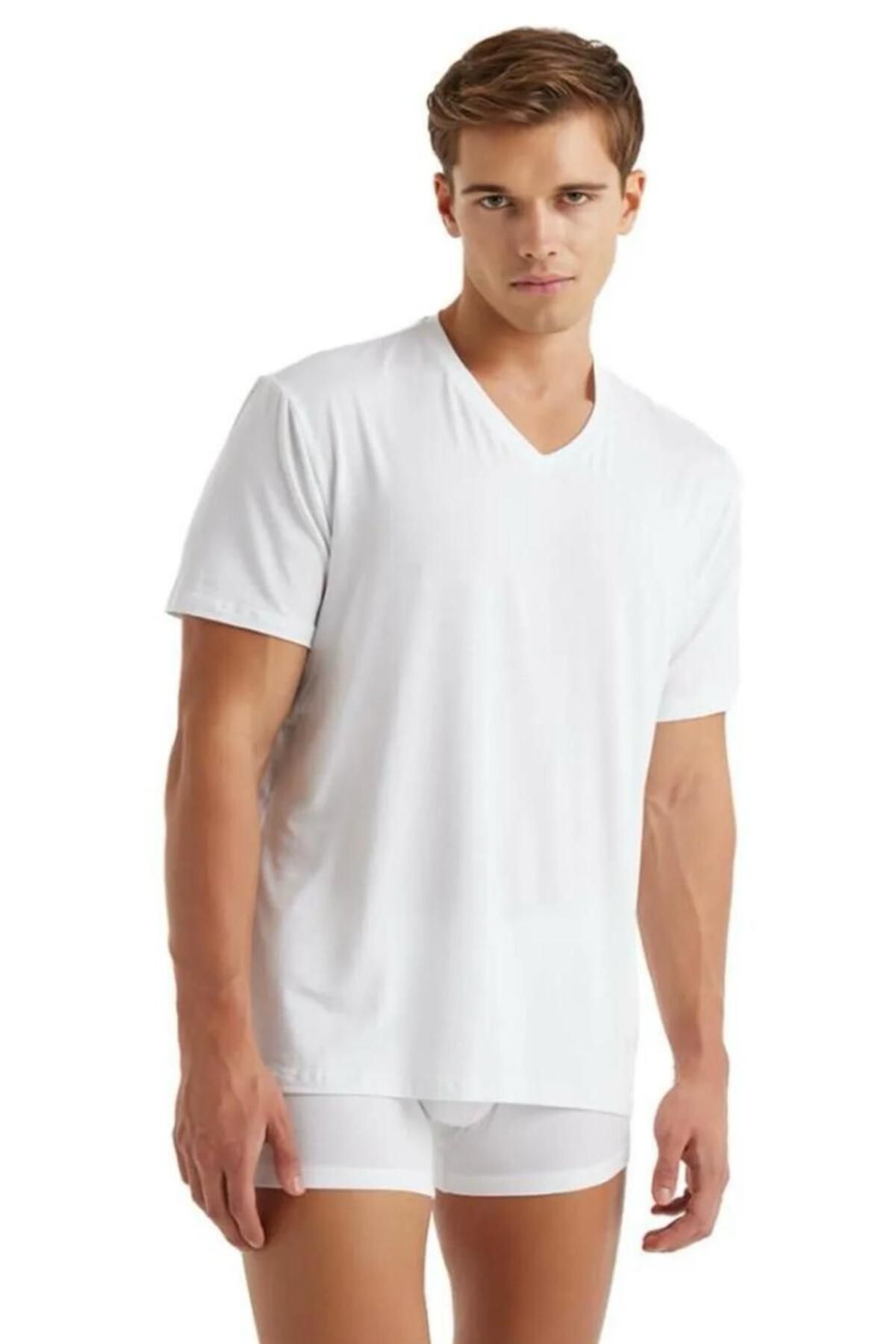 Blackspade Erkek Modal V Yaka Kısa Kol Silver T-shirt  9308-BS