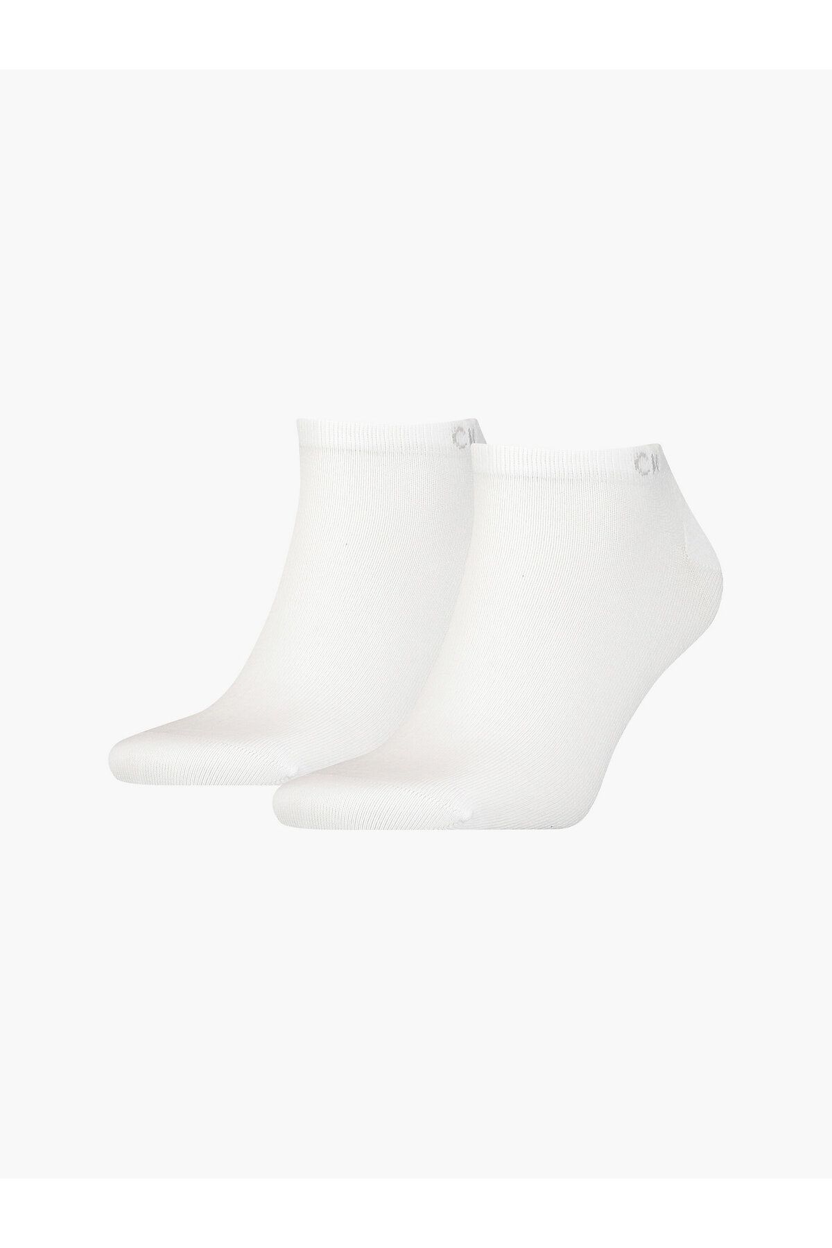 Calvin Klein Erkek Logolu Bileği Lastikli Pamuklu 2 li Paket Beyaz Çorap C701218707-002