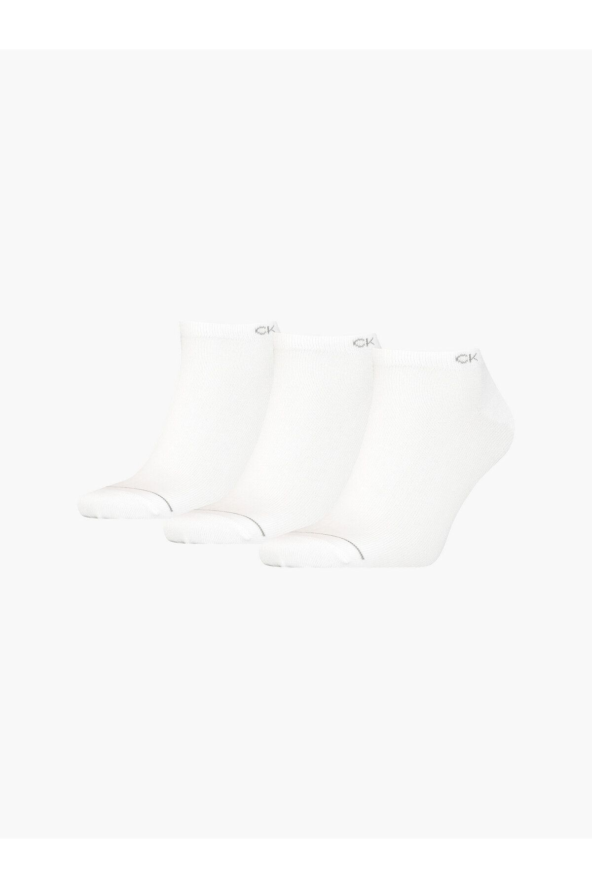 Calvin Klein Erkek Logolu Bileği Lastikli Pamuklu 3 lü Paket Beyaz Çorap C701218718-002