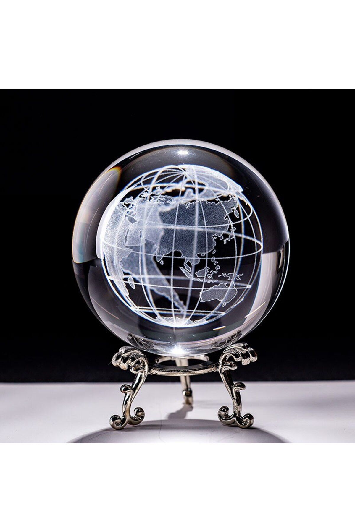 Hediye Sahibi Dekoratif Metal Ayaklı Dünya 3d Cam Küre