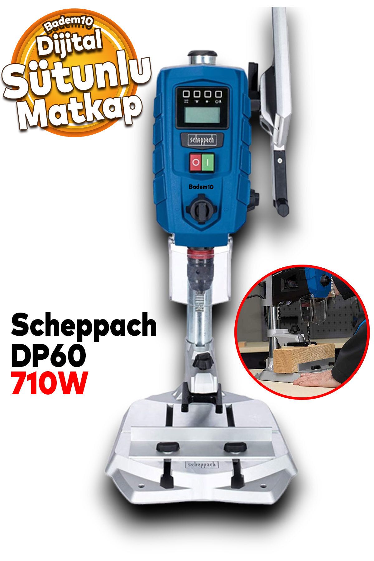 Scheppach DP60 Tezgah Matkapı Dijital Sütunlu Ledli Lazerli Matkab 710W