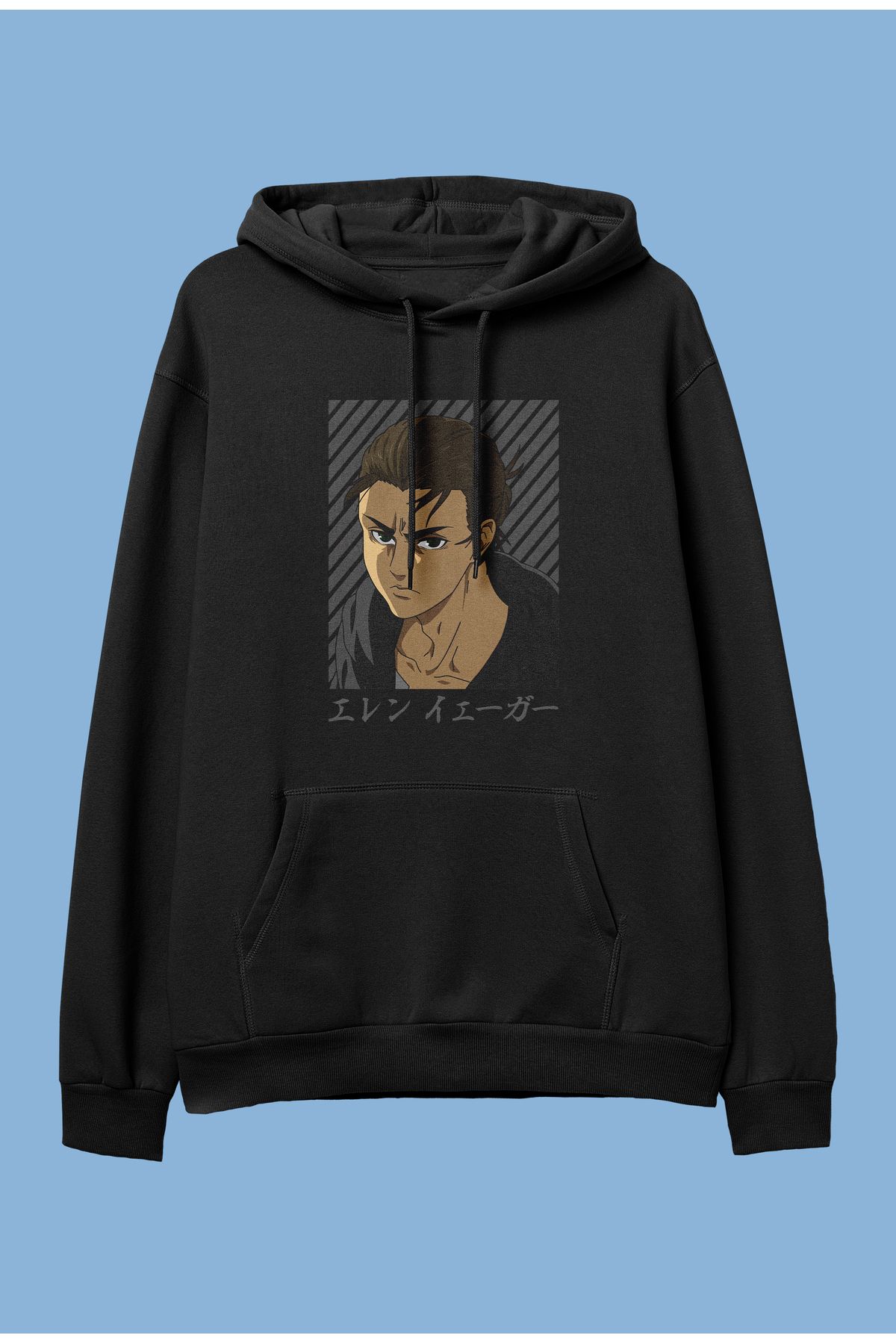 ZOKAWEAR Unisex Attack on Titan Eren Yeager anime karakter baskılı kapüşonlu sweatshirt hoodie