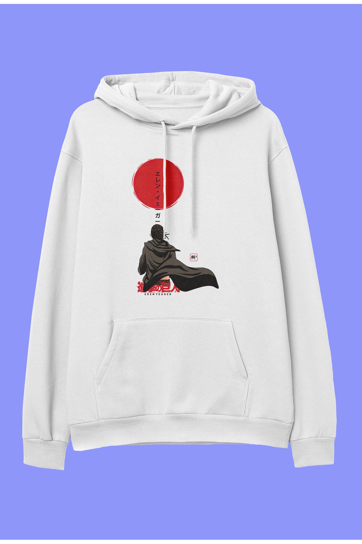 ZOKAWEAR Unisex Attack on Titan Eren Yeager anime karakter baskılı kapüşonlu sweatshirt hoodie