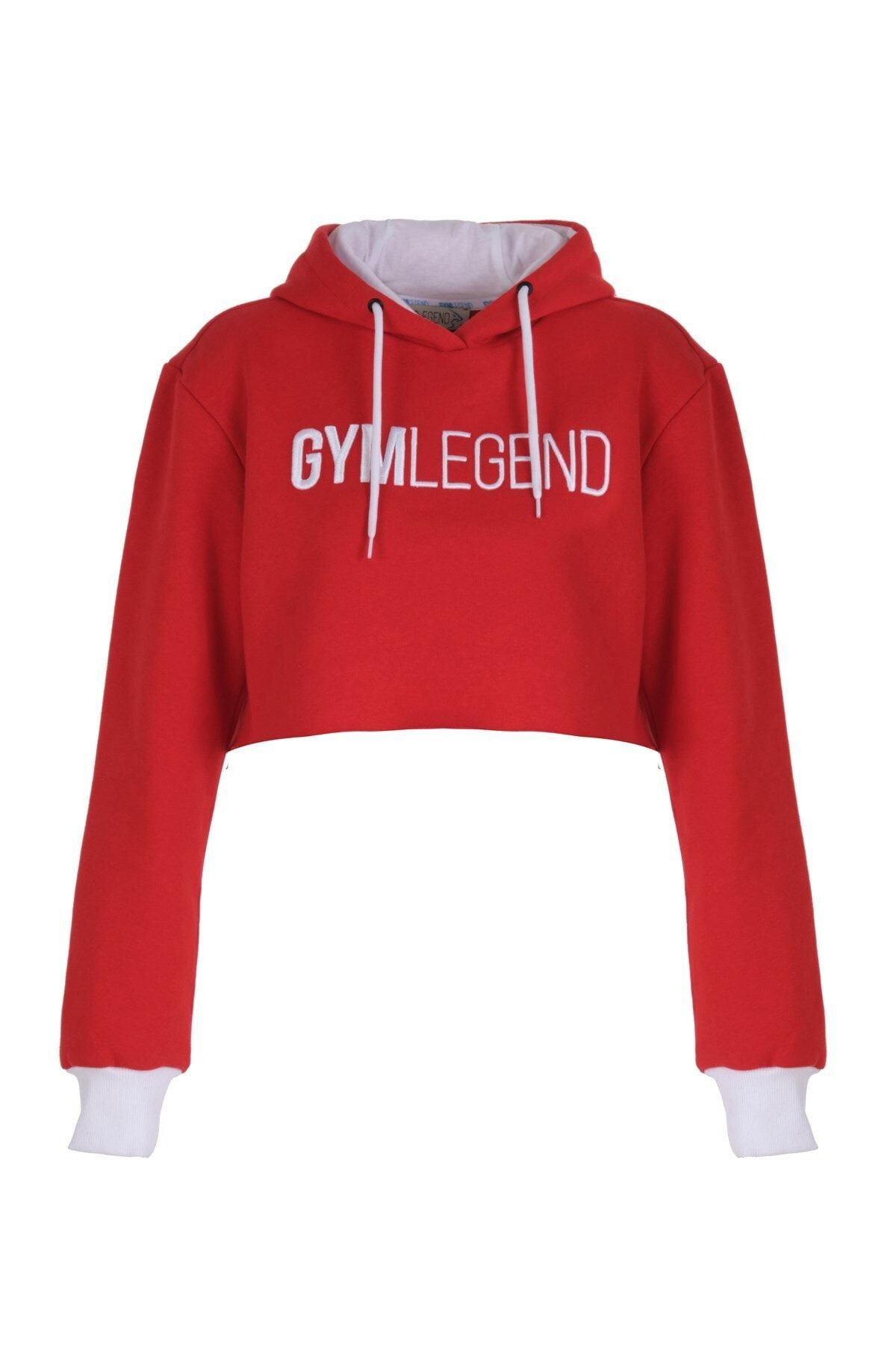 Gymlegend Kadın Kırmızı Kapüşonlu Kısa Sweatshirt