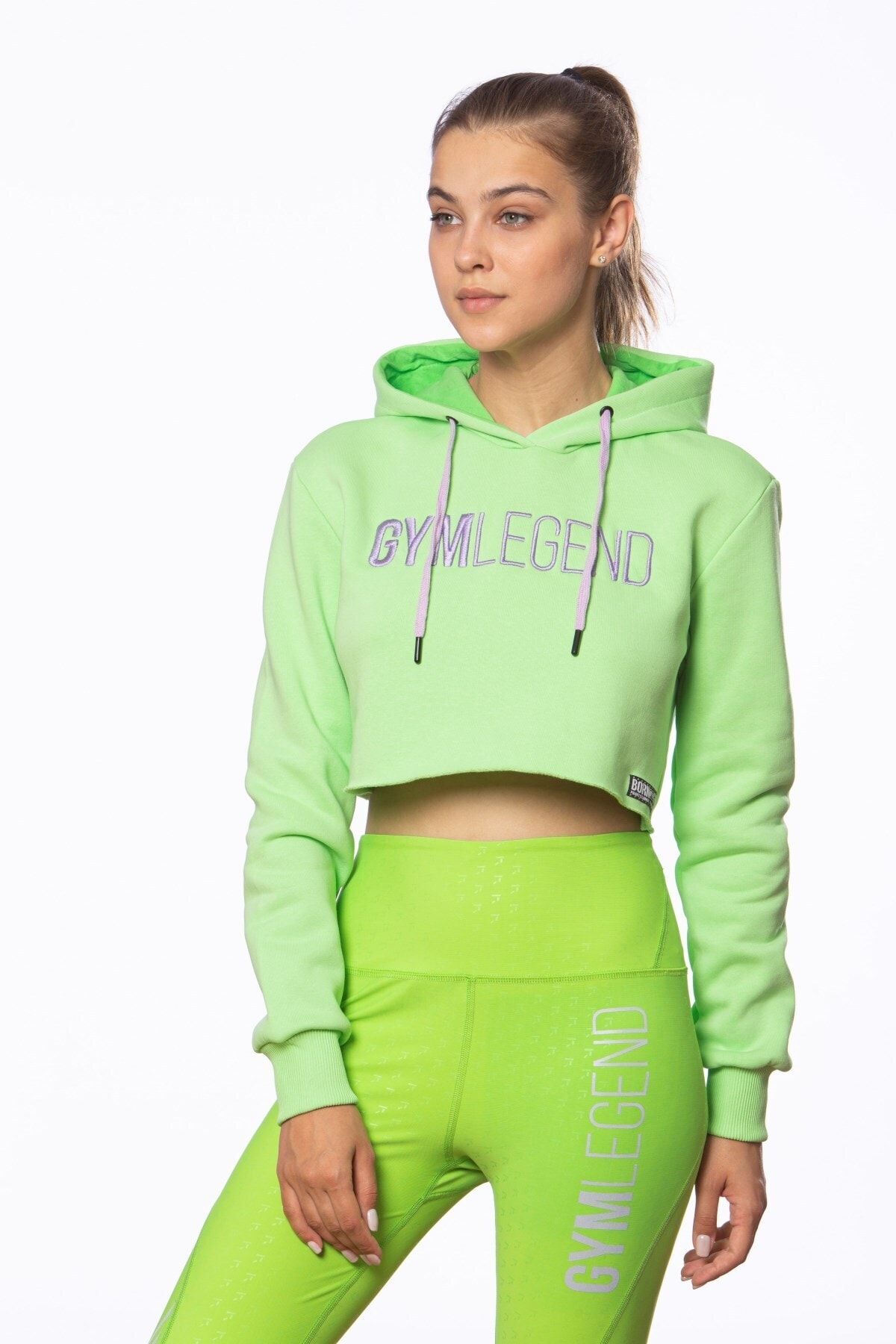 Gymlegend Siren Kadın Kapüşonlu Kısa Sweatshirt - Yeşil