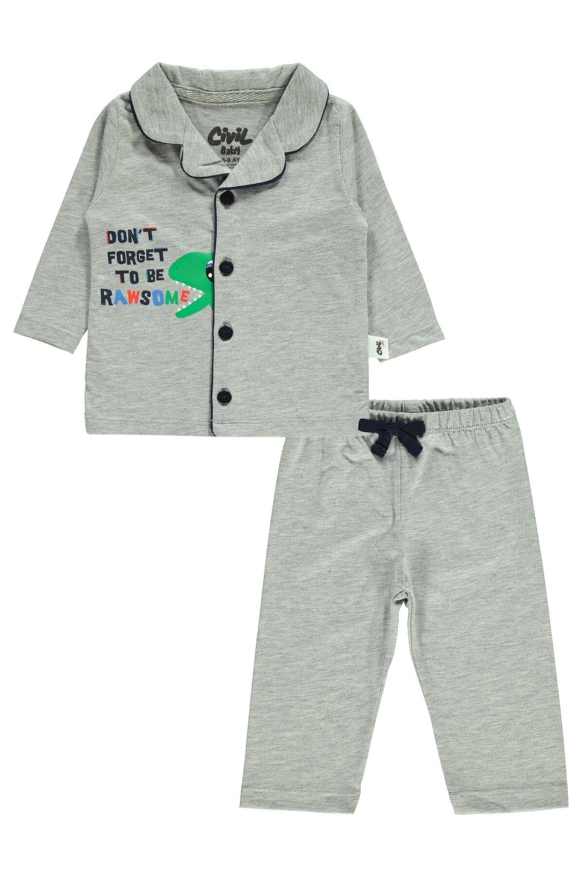 Civil Baby Erkek Bebek Gri Pijama Takımı 6-18 Ay