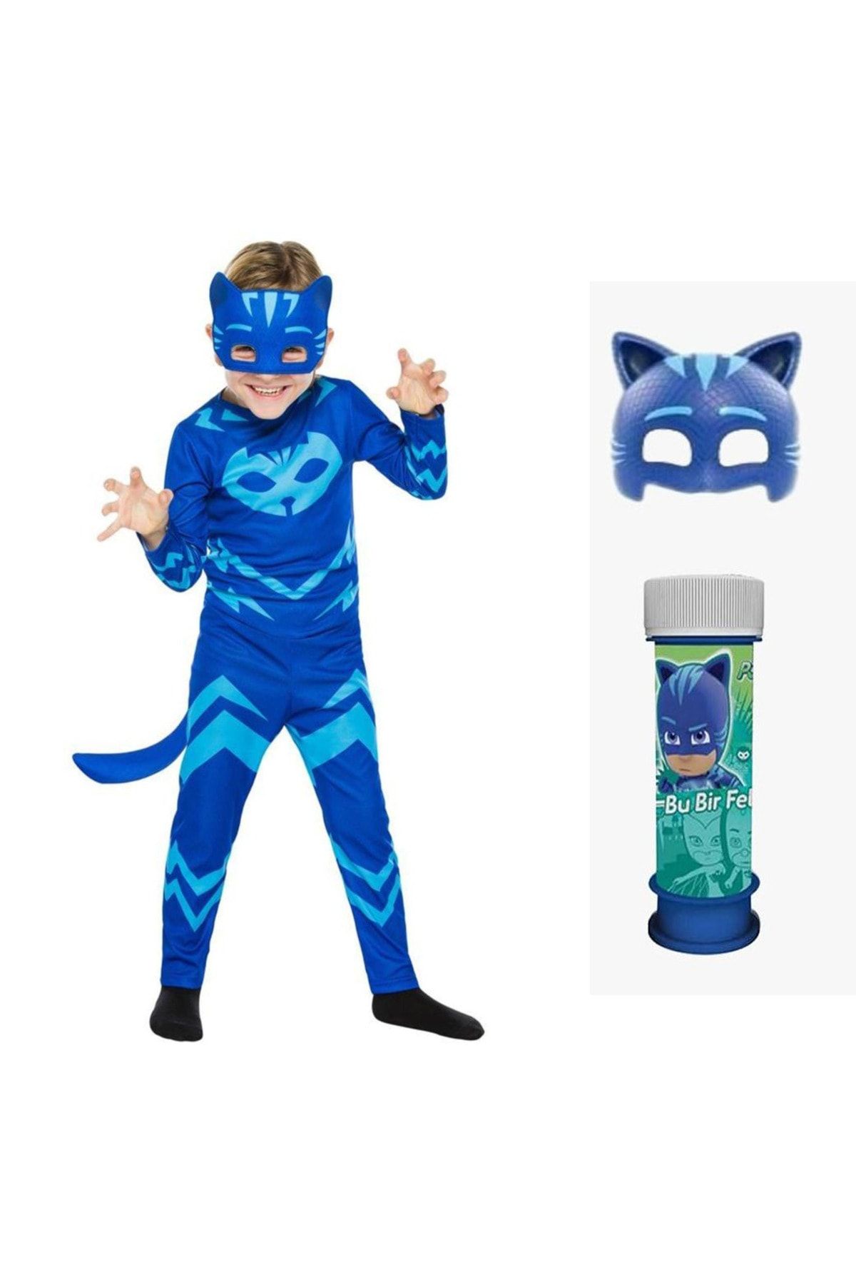 Genel Markalar Pjmask Pijamaskeliler Kedi Çocuk Kostüm Mavi