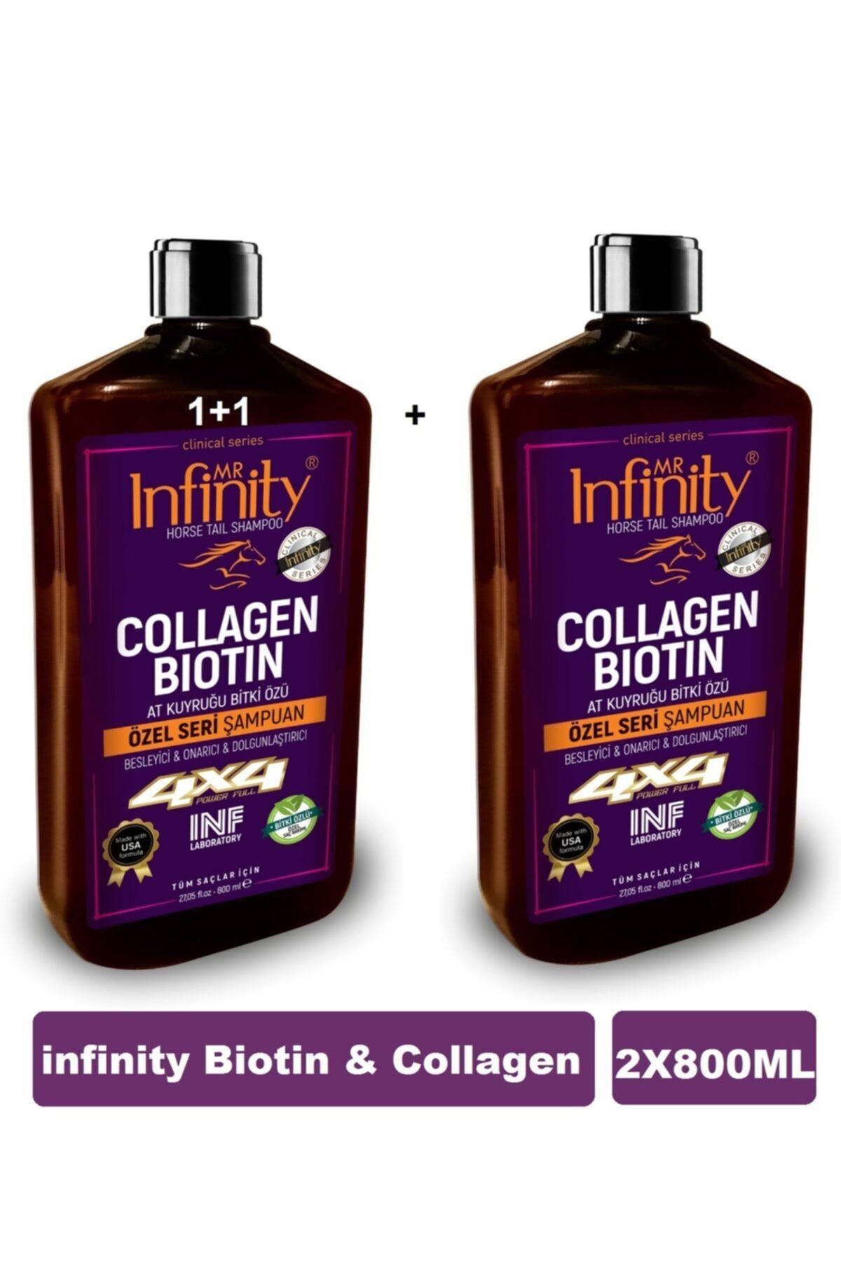 mr infinity Biotin & Collagen At Kuyruğu Bitki Özlü Bakım Şampuanı 800 Ml X 2ad-(dökülme Karşıtı )