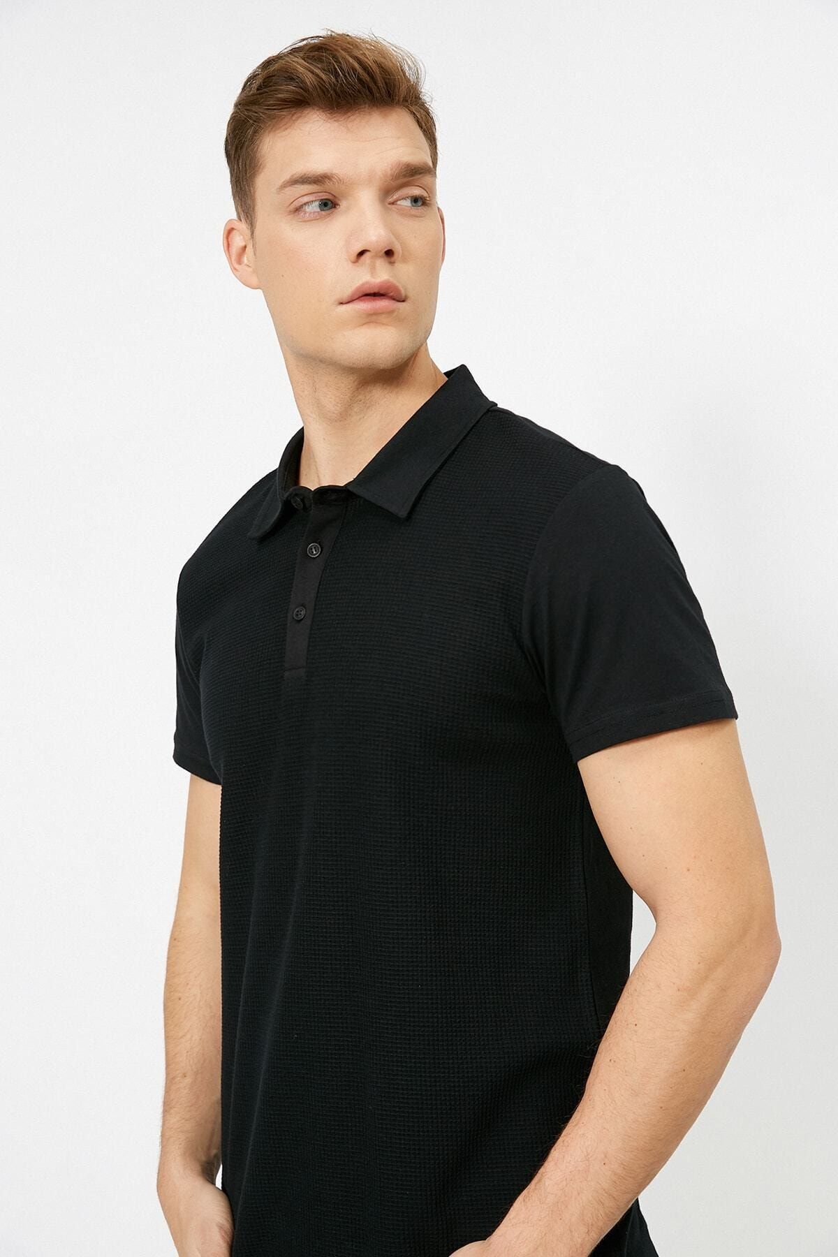 Koton Erkek Siyah Polo Yaka T-Shirt 0YAM12003OK