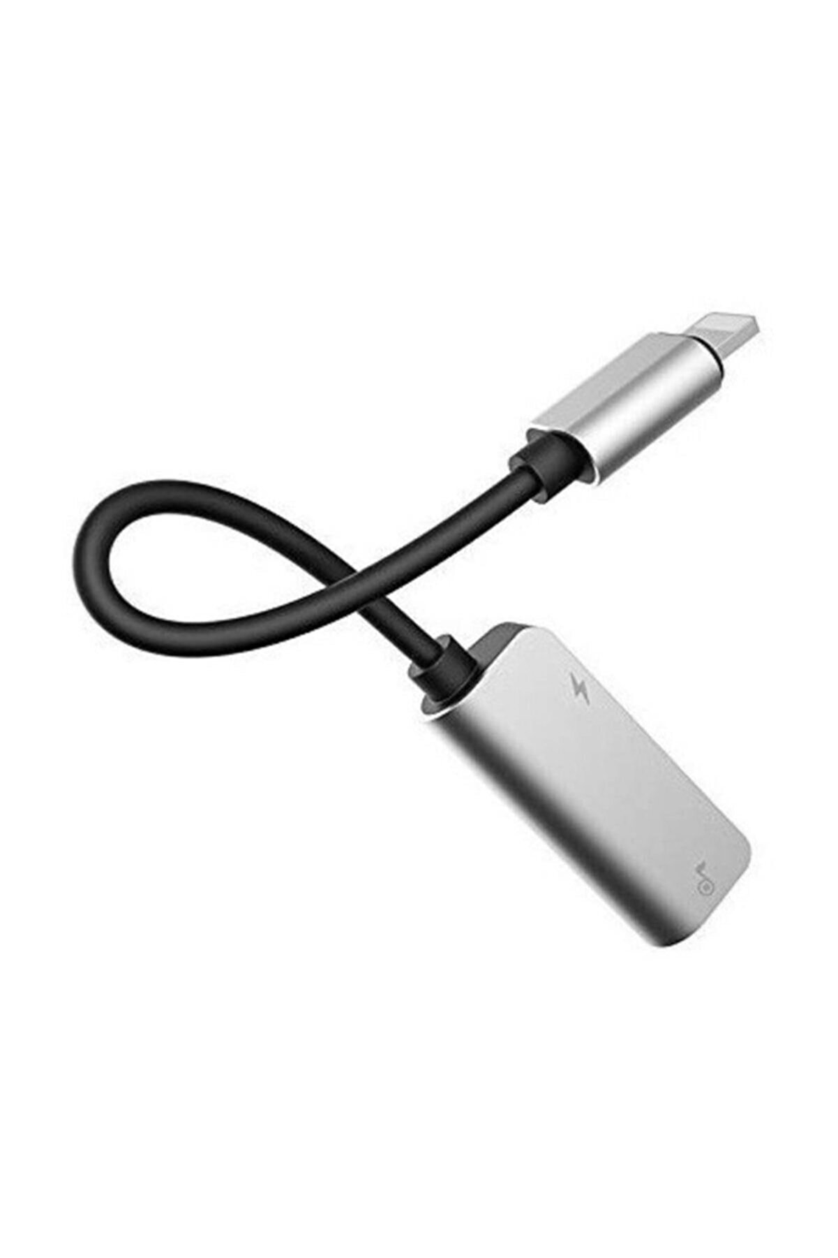 Saythink Apple Iphone Lightning 2in1 Aux 3.5 mm Kulaklık Dönüştürücü Şarj Girişli Adaptör Gümüş