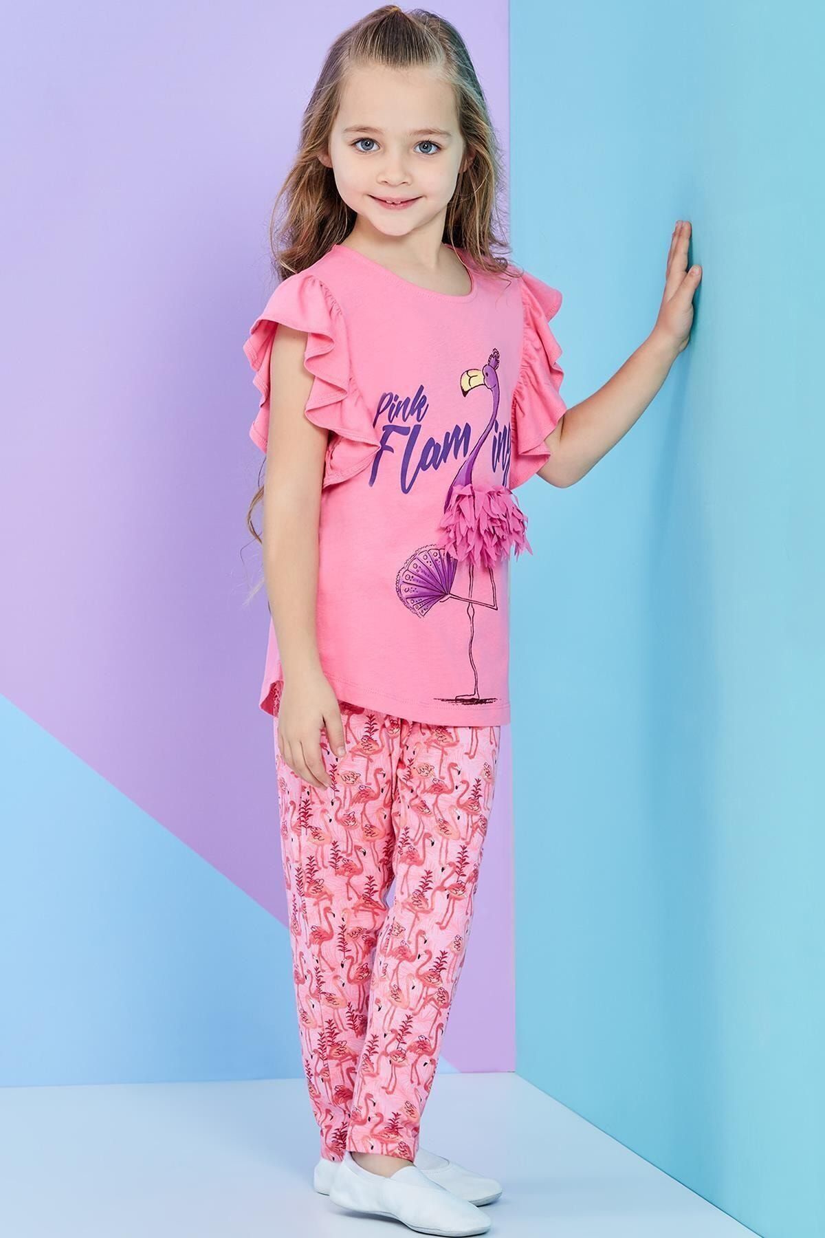 Rolypoly Kız Çocuk Pembe Eşofman Pijama Takımı 1-8 Yaş Rpc1257