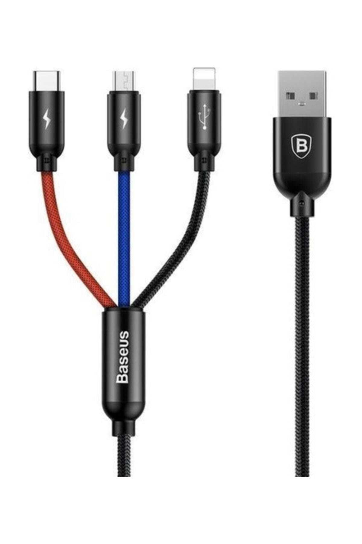 Baseus iPhone Lightning, Micro, Type C 30 cm Şarj Kablosu 3ü1 Arada