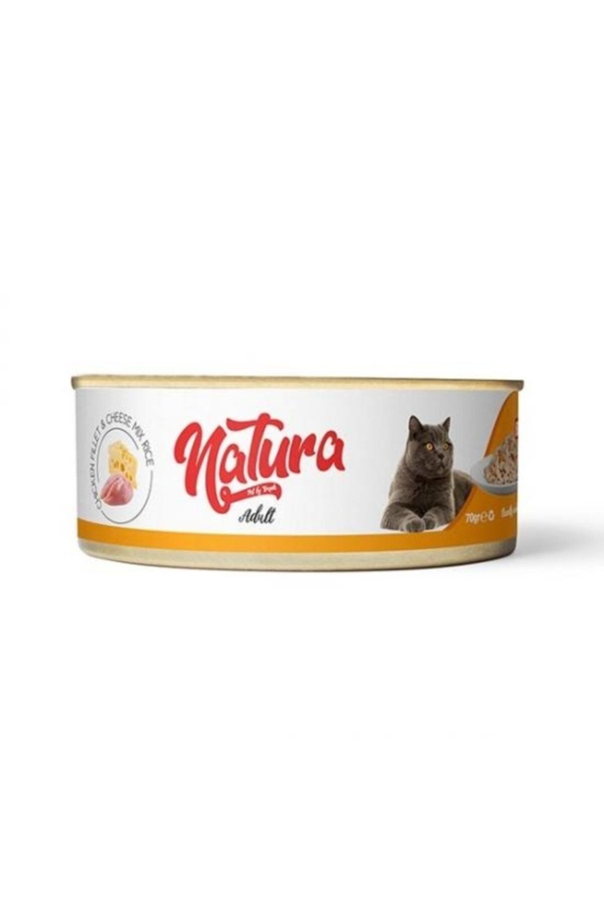 Natura Adult Tahılsız Tavuk Fileto ve Peynirli Yetişkin Kedi Konservesi 70 gr