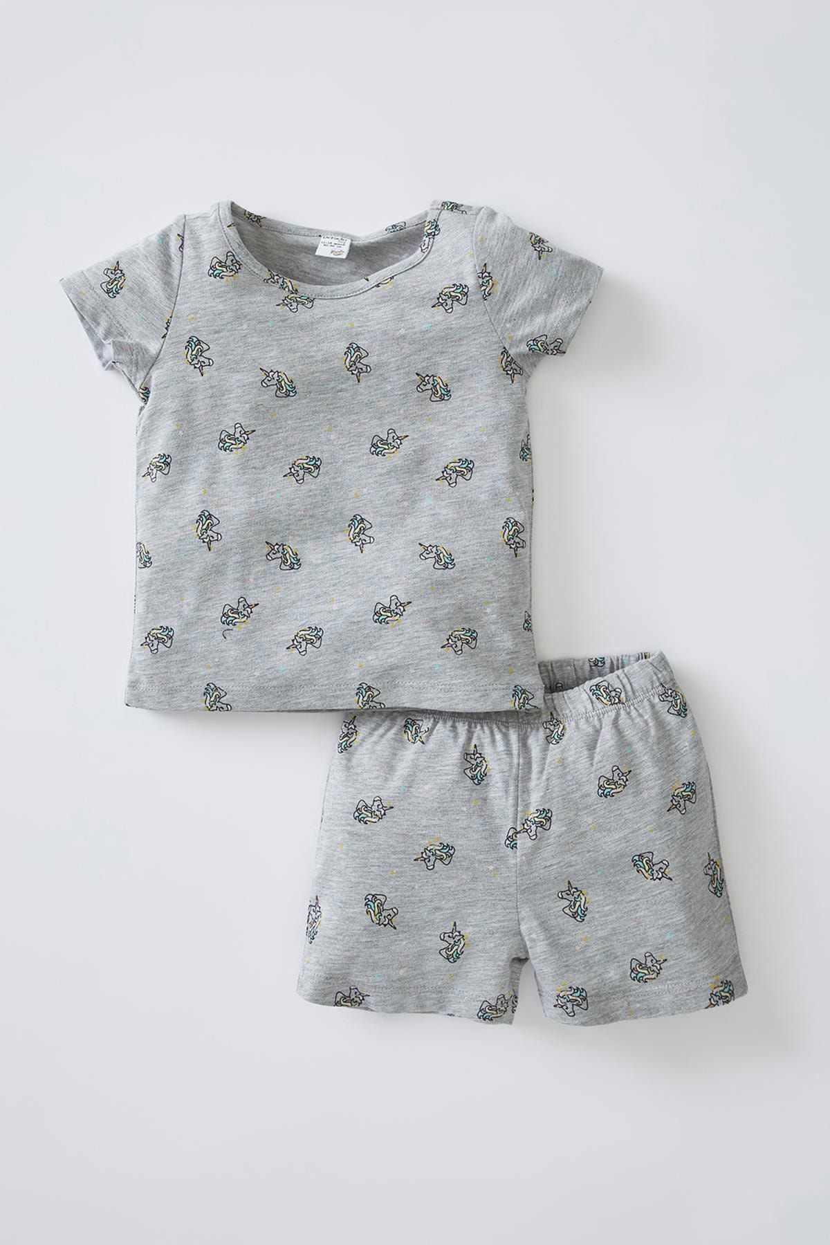 Defacto Kız Bebek Unicorn Desenli Kısa Kollu Pijama Takım