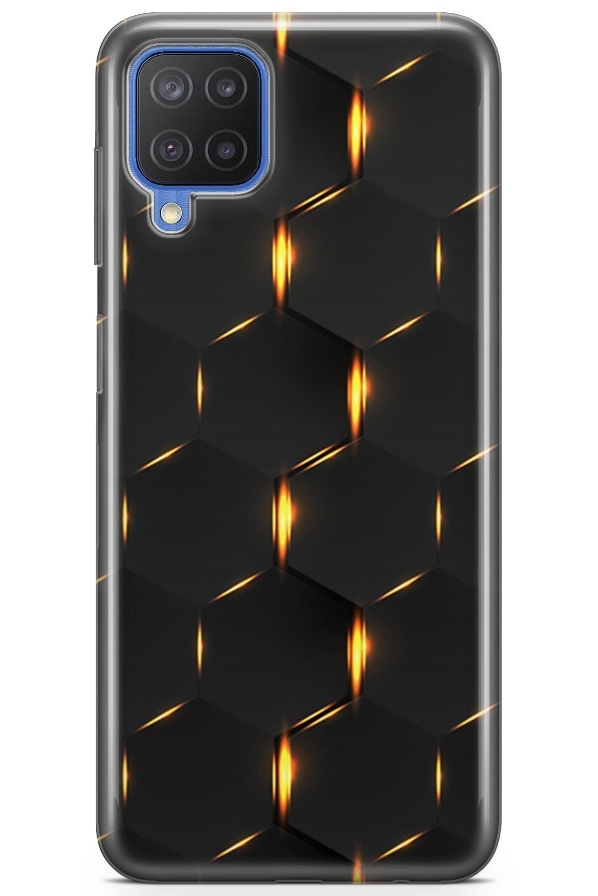 Melefoni Samsung Galaxy M12  Uyumlu Hexagon Serisi Uv Baskılı Silikon Kılıf
