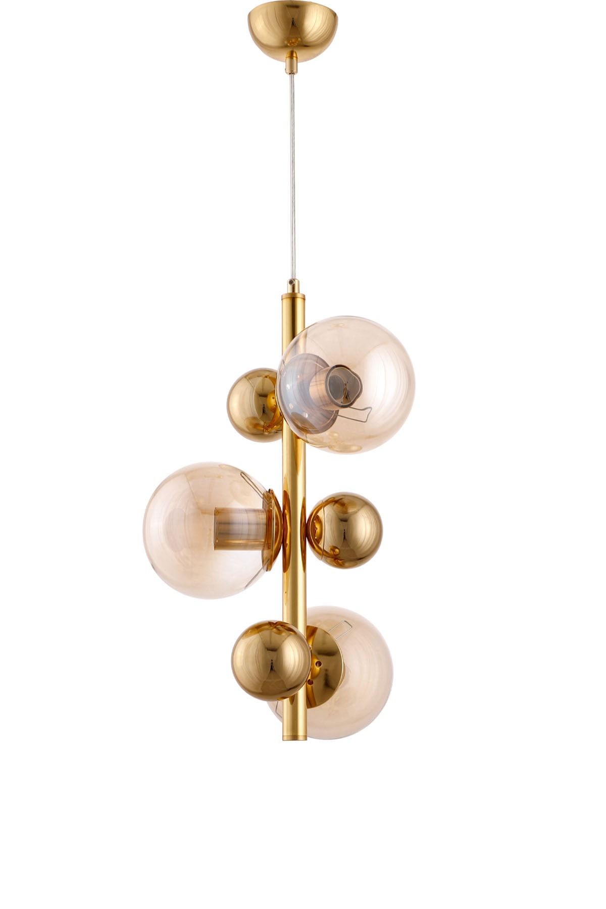 Çakır Aydınlatma Salkım 3 Lü Gold (SARI) Kaplama Sarkıt Modern Avize - Çakır Avize
