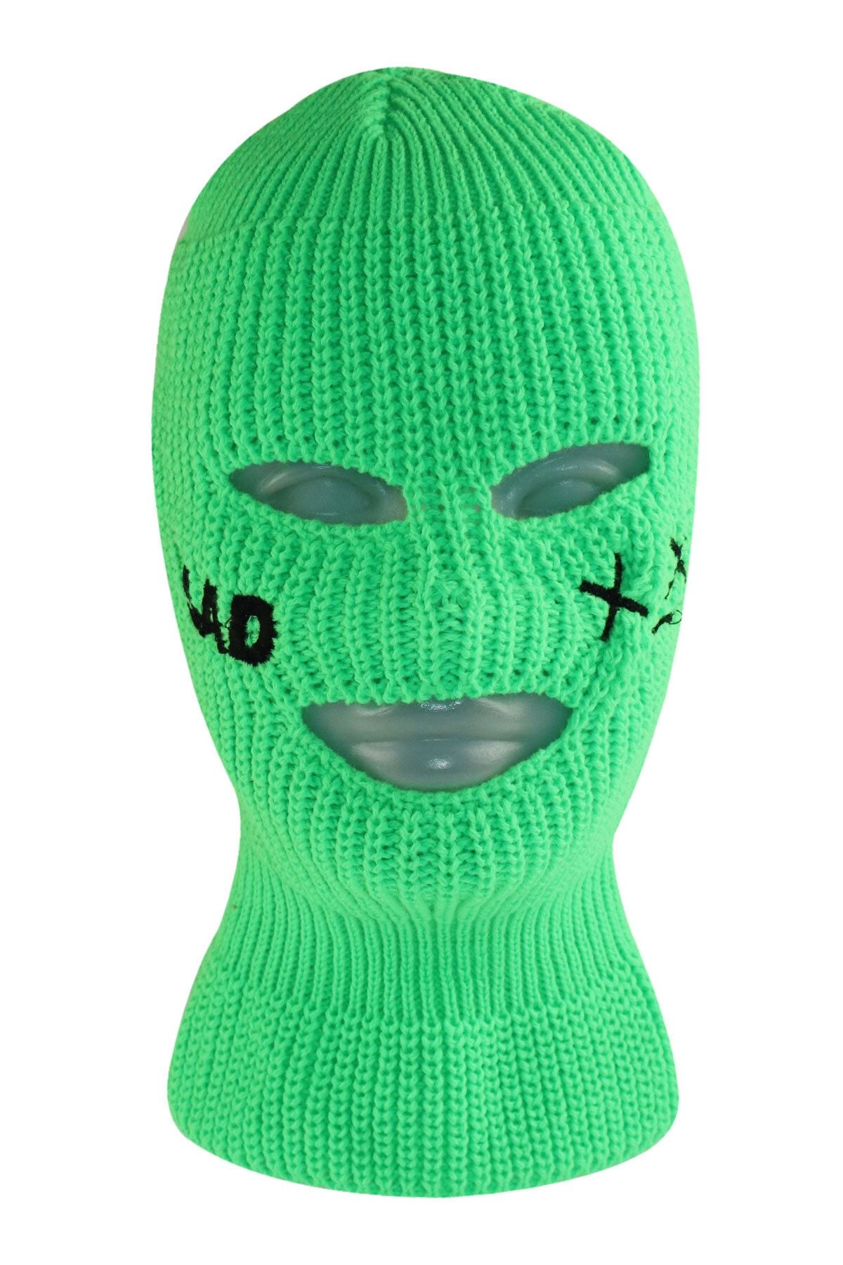 zirve şapka Yeşil Sad Nakışlı 3 Gözlü Unisex Kar Maskesi
