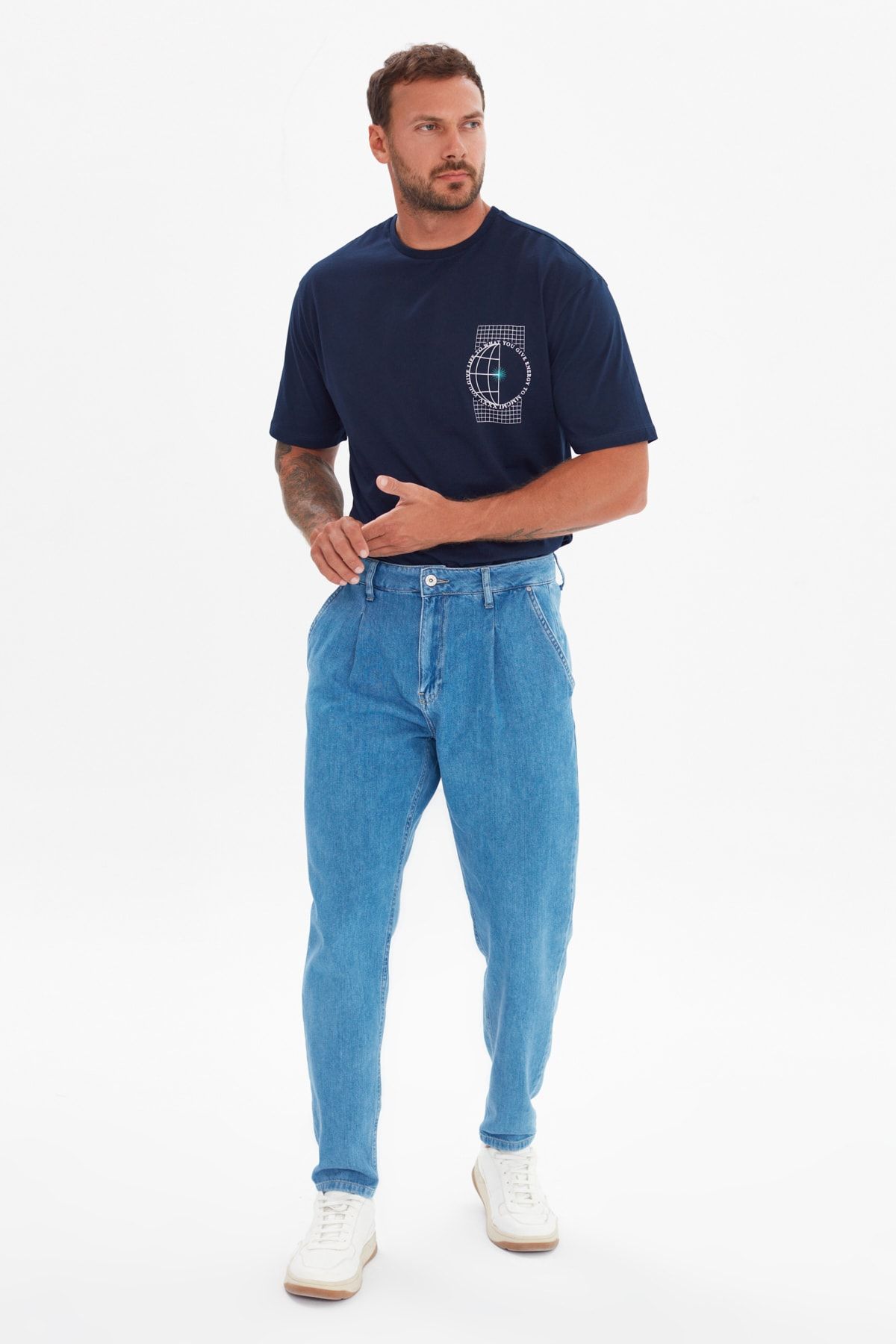 TRENDYOL MAN Mavi Erkek Baggy Fit Jeans TMNSS21JE0796