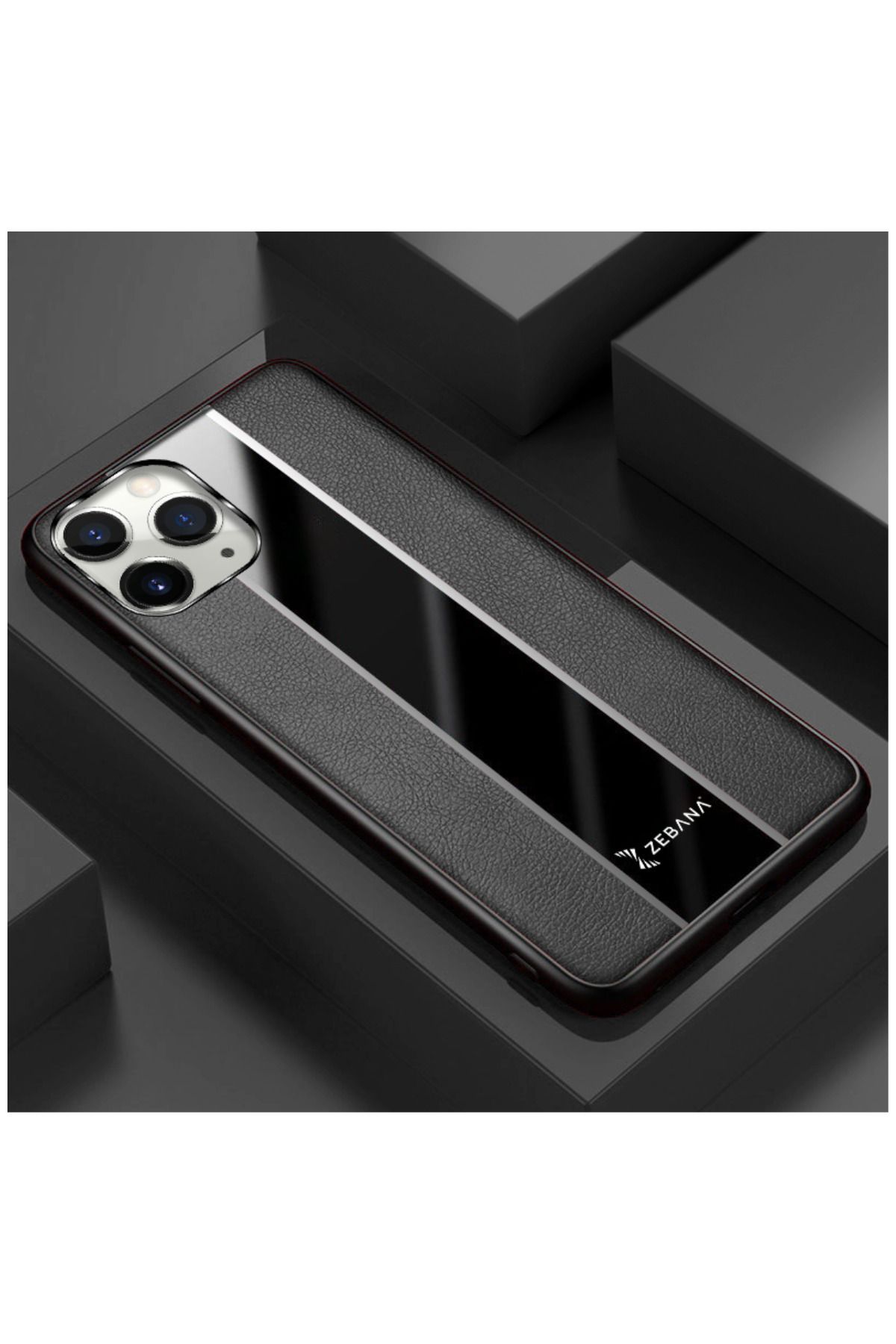 Dara Aksesuar Apple Iphone 11 Pro Max Uyumlu Kılıf Zebana Premium Deri Kılıf Siyah