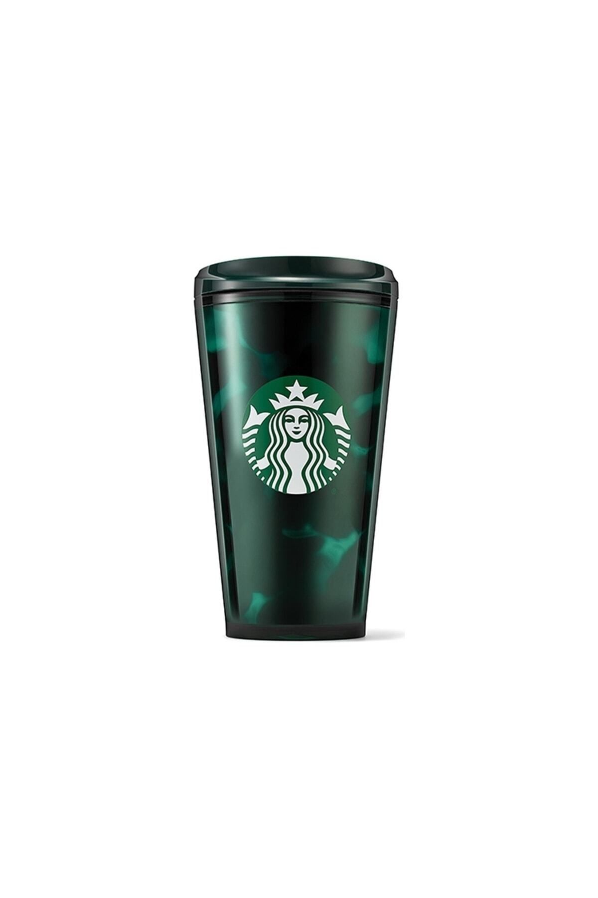 Starbucks Yeşil Siyah Temalı Plastik Termos 473m