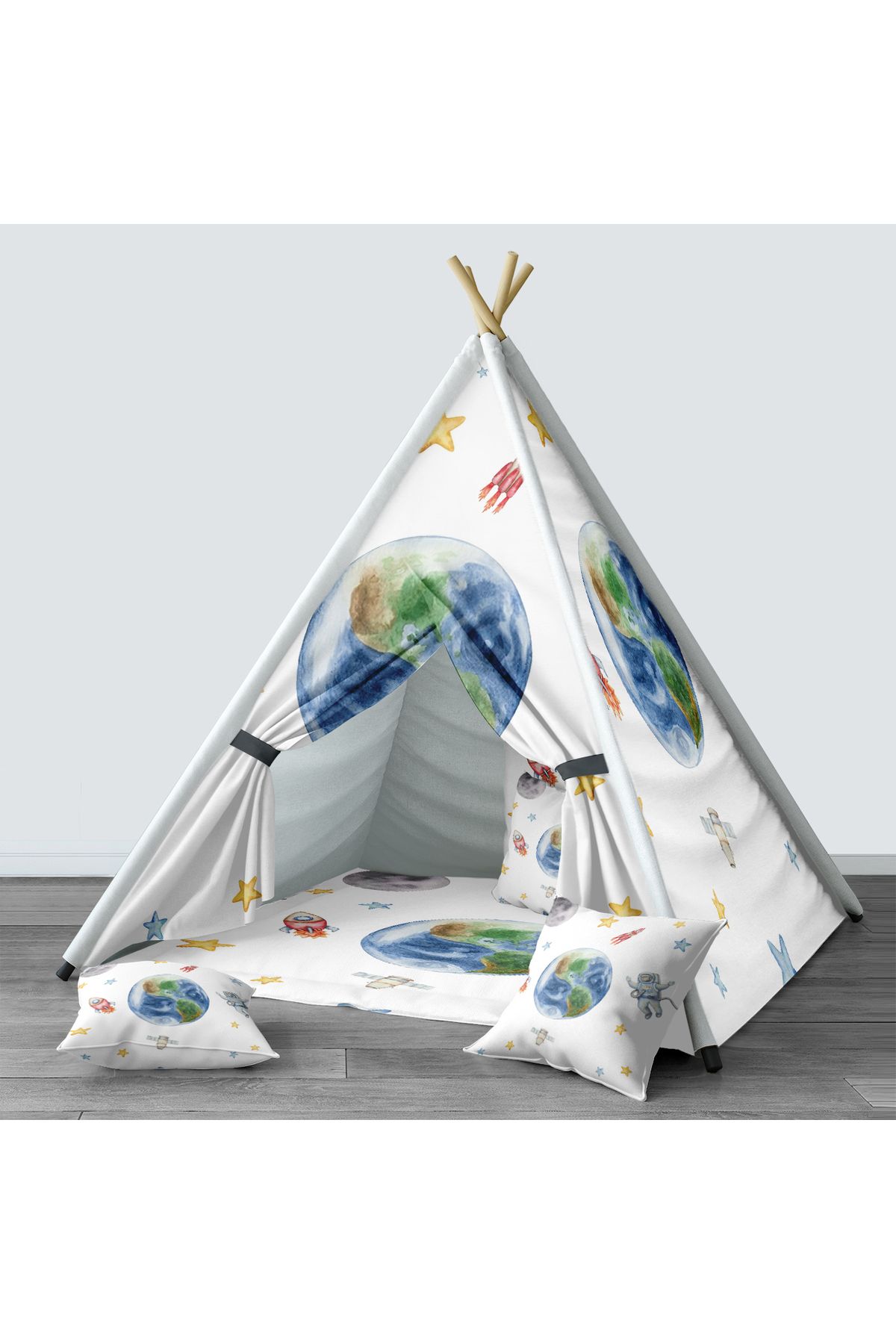 TuGu home baby Uzay Desenli Çocuk Odası Kızılderili Oyun Çadırı