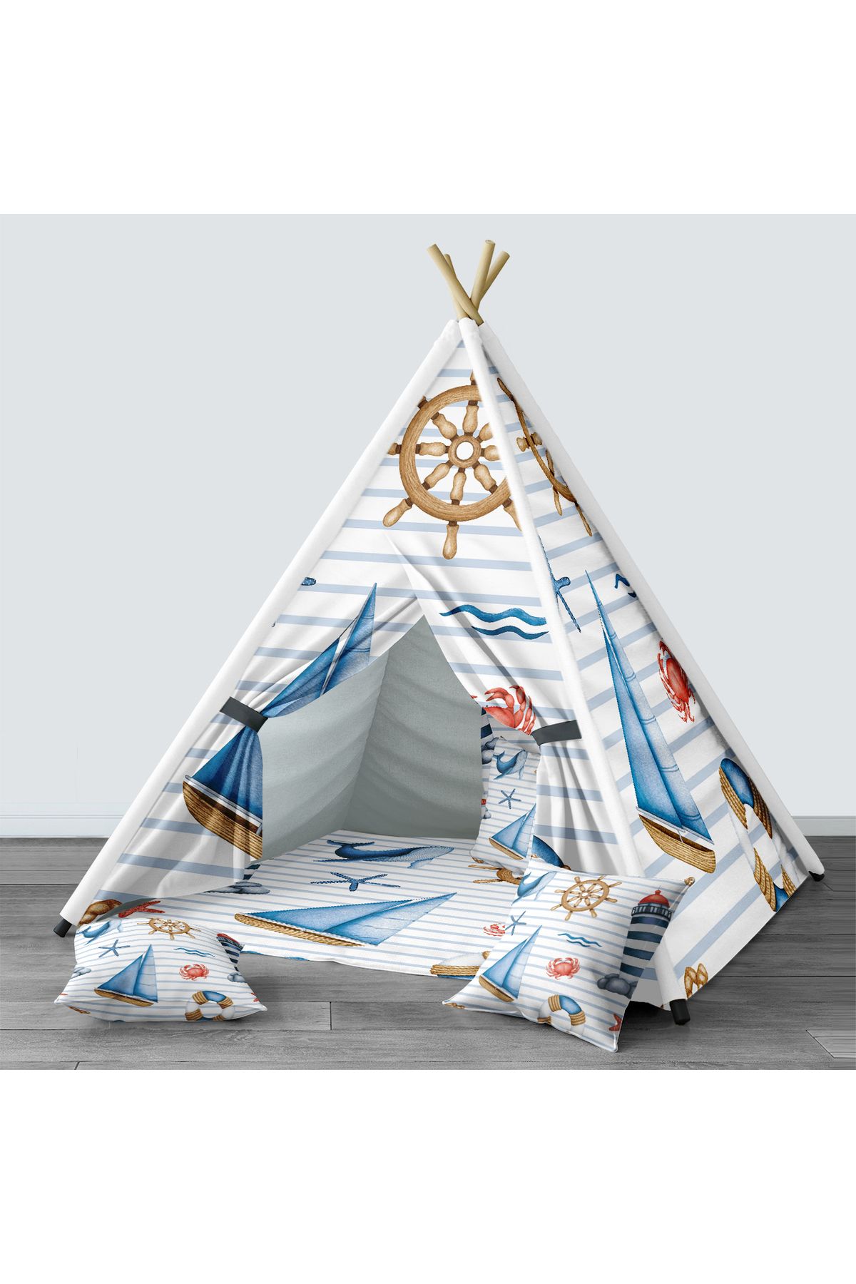 TuGu home baby Yelkenli Desenli Çocuk Odası Erkek Oyun Çadırı